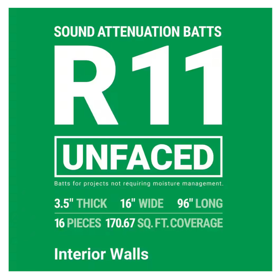 Owens Corning R-11 Unfaced Fiberglass Insulation Batt 16 in. x 96 in.
