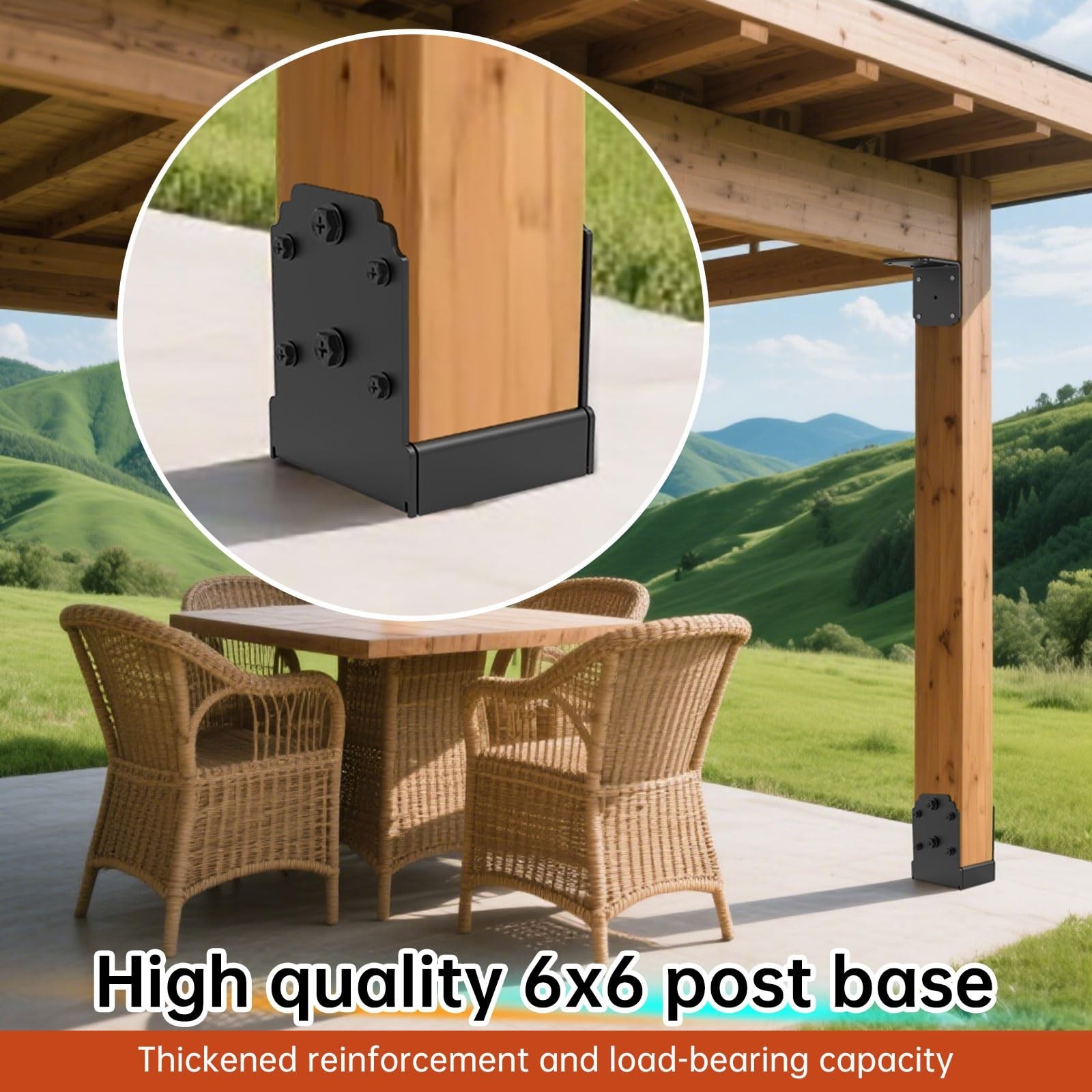 Heavy-Duty 6×6 Post Base Bracket for Concrete, 1″ Elevated Base | Hidden Fast…