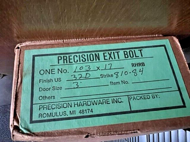 PHI PRECISION HARDWARE OLYMPIAN 103 RHRB X 1703A 32D 3FT CROSSBAR HANDED