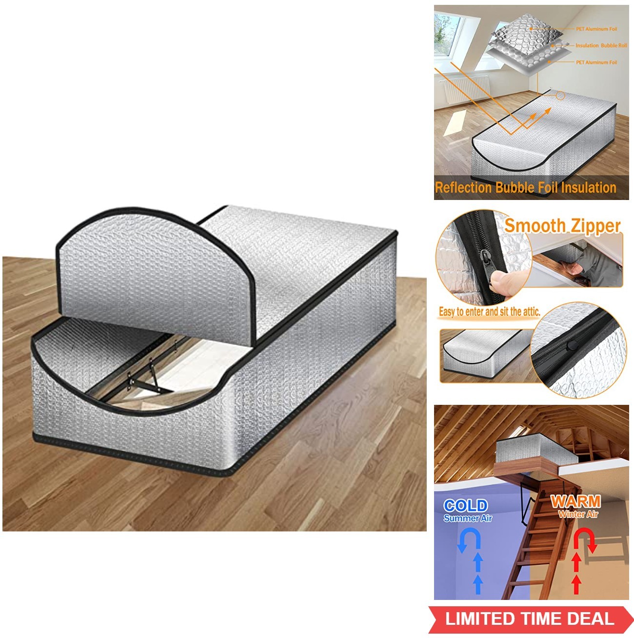 Attic Stairs Insulation Cover 25x54x11 Inch Double Bubble Radiant Barrier