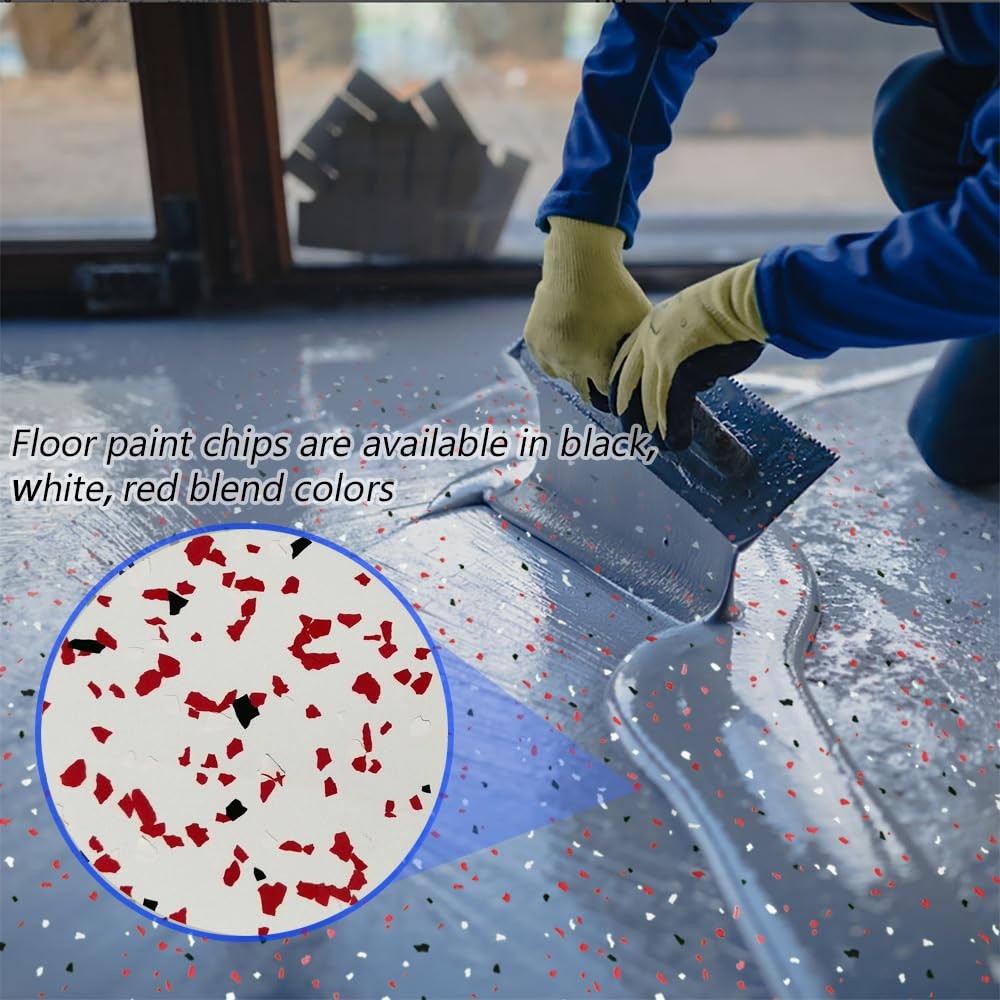1LB Epoxy Floor Flakes Blend 16 Ounce (Pack of 1), Black, White, Red