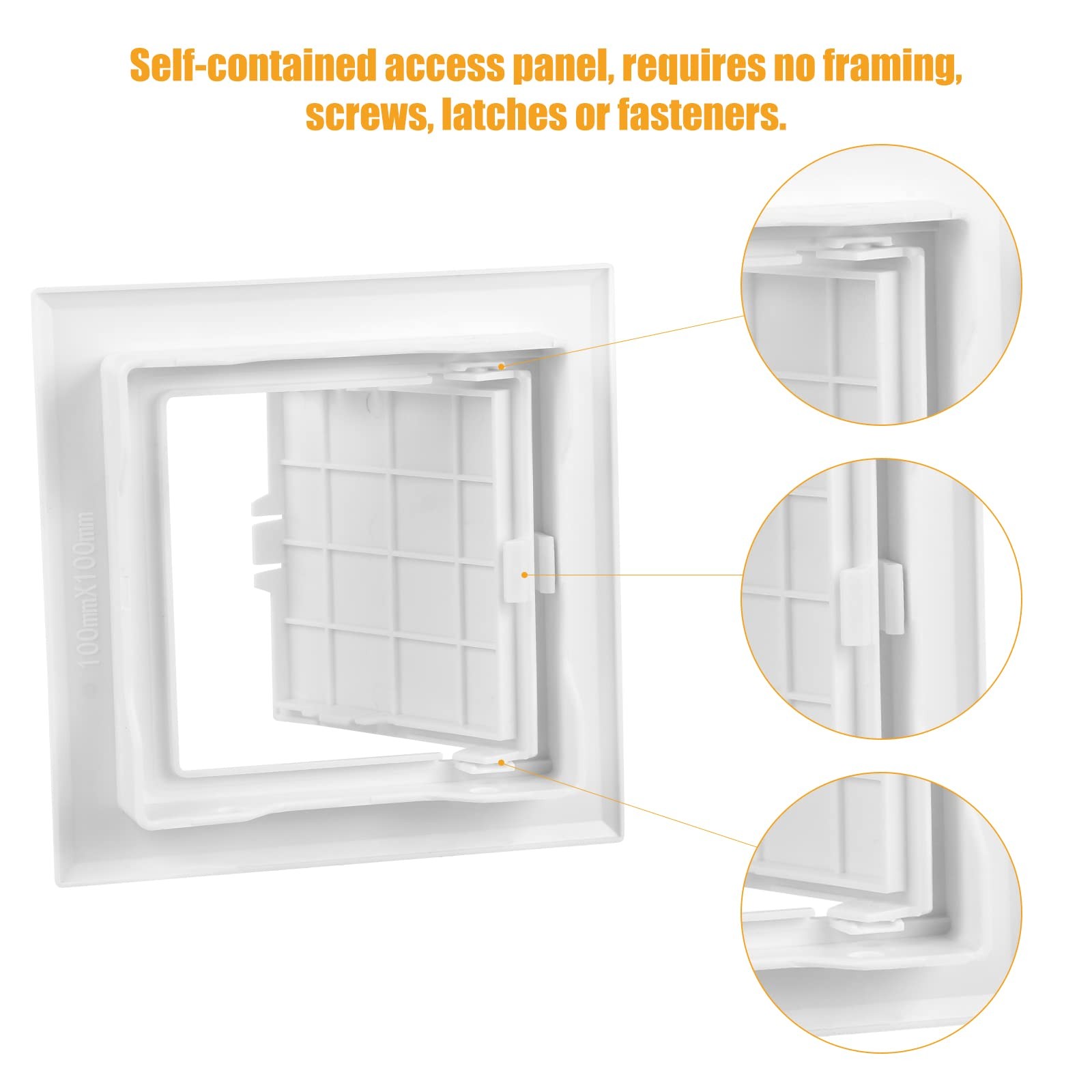 Teqooza 4×4 inch Plastic Access Panel for Drywall Ceiling 4x4x1 inches, White