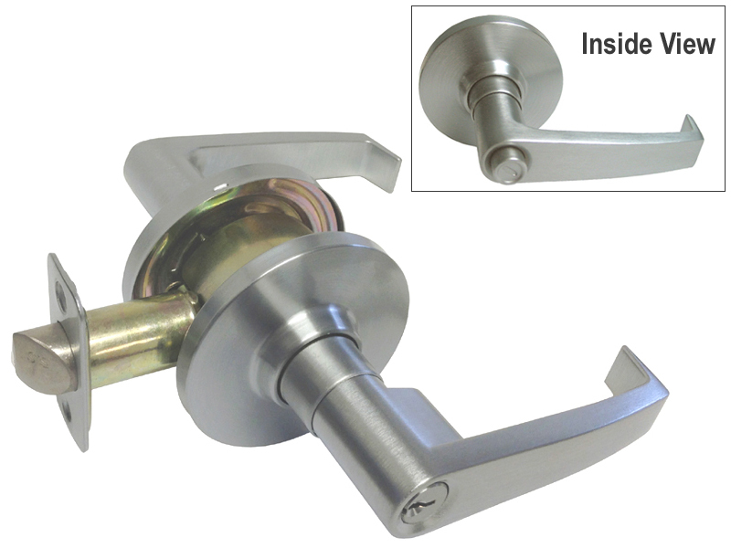 Set of 2 Entry Door Lock sets,Satin Chrome Grade 2 Commercial Lever,keyed alike
