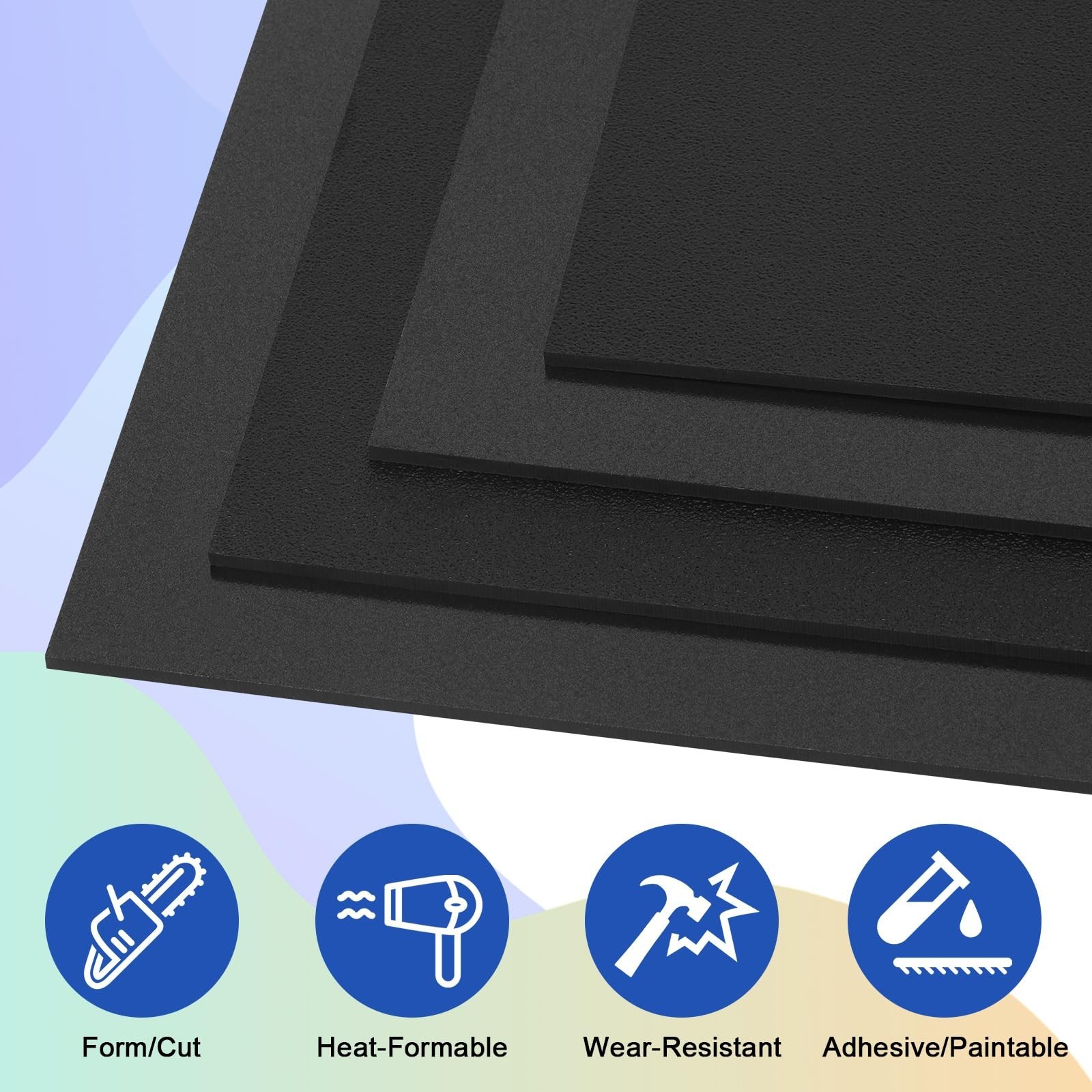 2Pack Black ABS Plastic Sheet 18″ x 36″ x 1/8″ Thick Black Rigid Thermoplasti…