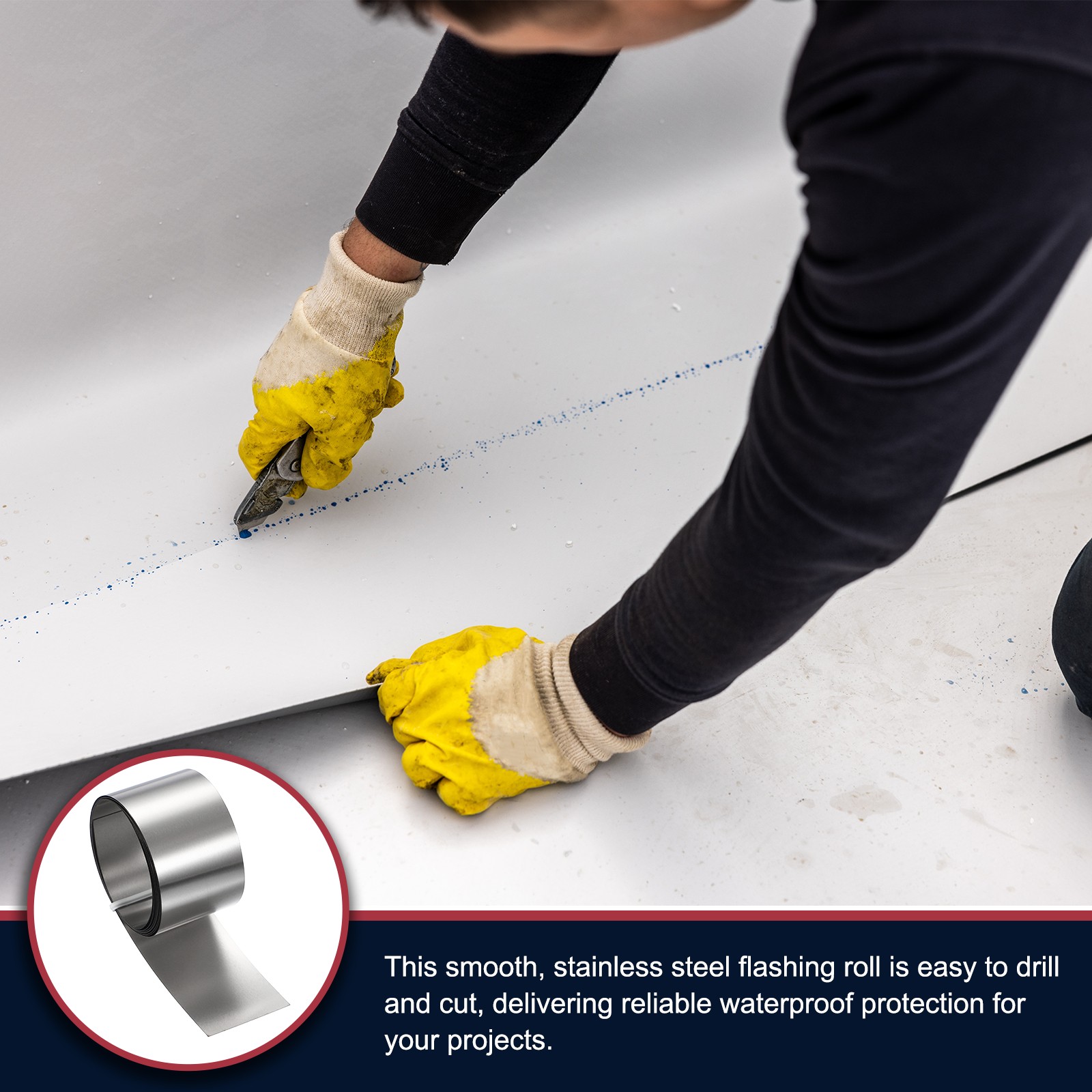 1in x 3.3ft Stainless Steel Flashing Roll, 0.1mm Metal Roof Panels
