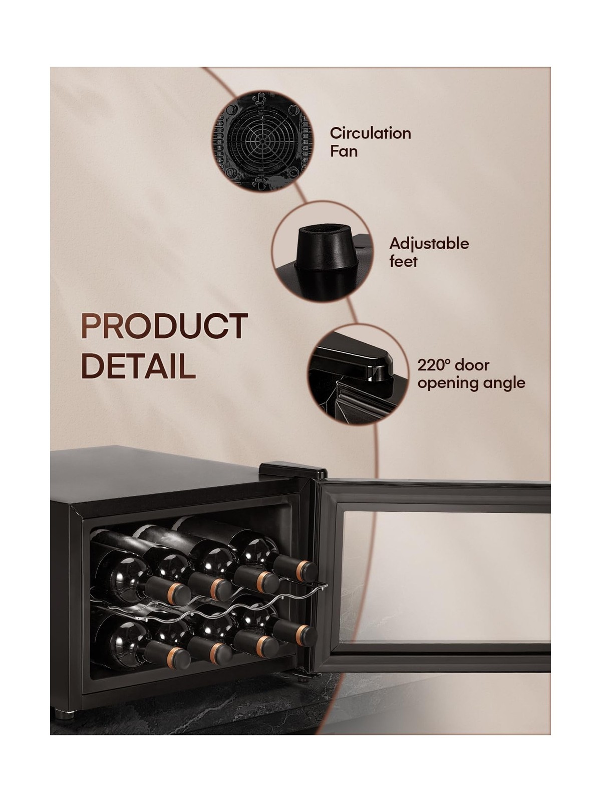 FOHERE 8 Bottles Countertop Wine Fridge, Small Wine Fridge with Double Glass …