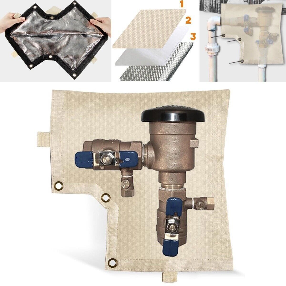 Insulated Pouch for Backflow Preventer Cover(5°F),Block Liquid, Sun-ray, Heat