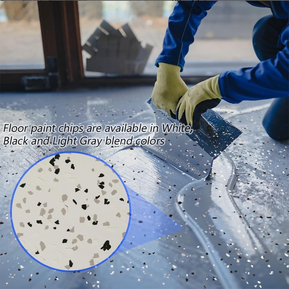 1LB Epoxy Floor Flakes Blend 16 Ounce (Pack of 1), Black, White, Light Gray