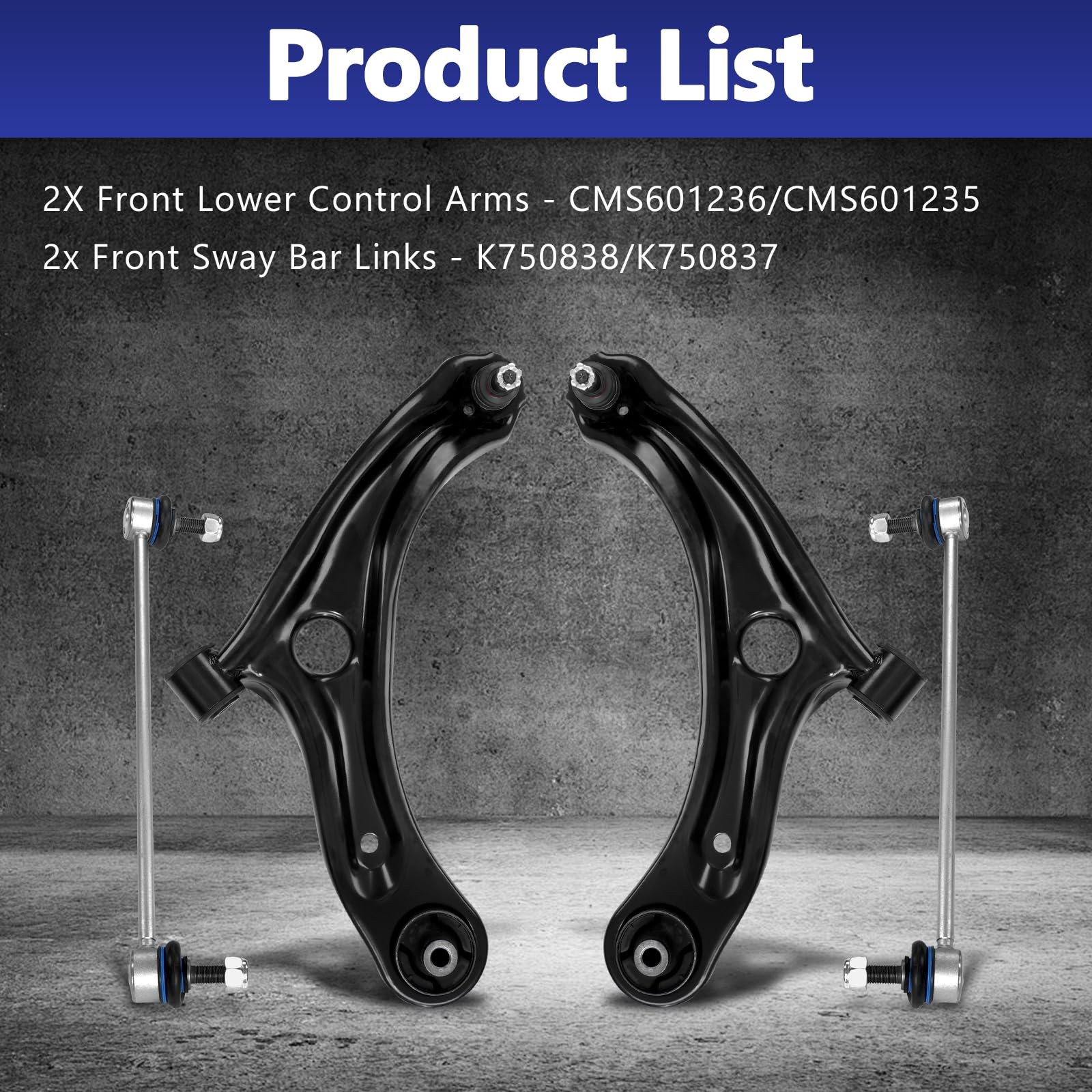 Front Lower Control Arm w/ Ball Joint Sway Bar Link 2015-2019 Honda Fit 4Pcs