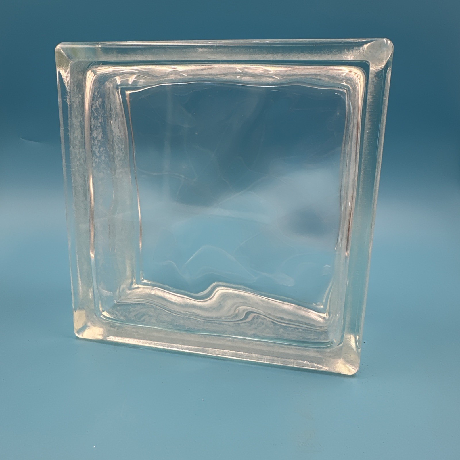 Retired New Pittsburgh Corning Decora Premier Glass Block 8 x 8 x 4 Wavy Brick