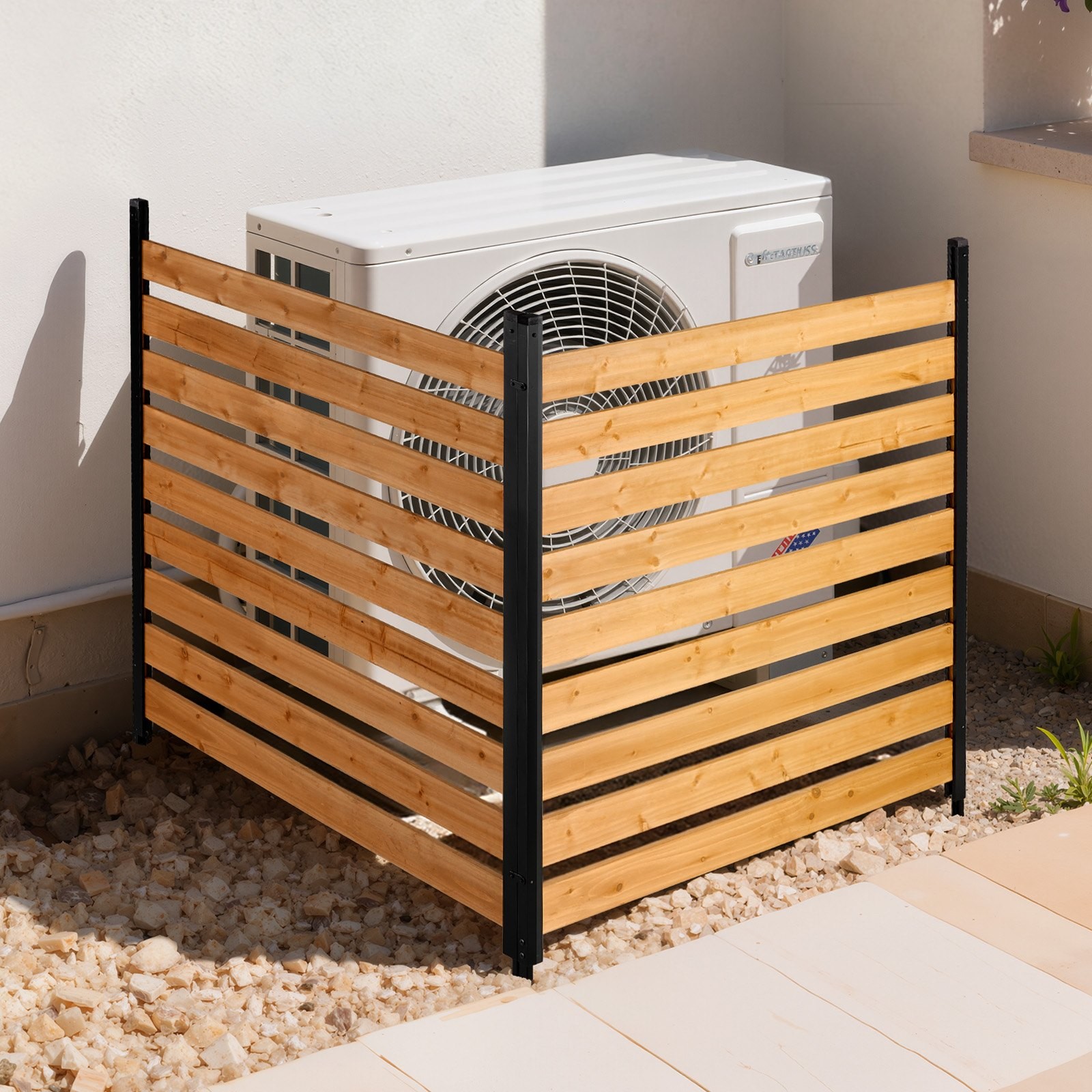 Wooden Privacy Fence, 48 x 49 x 28 inch Air Conditioner Fence, 2 Panel Solid Out