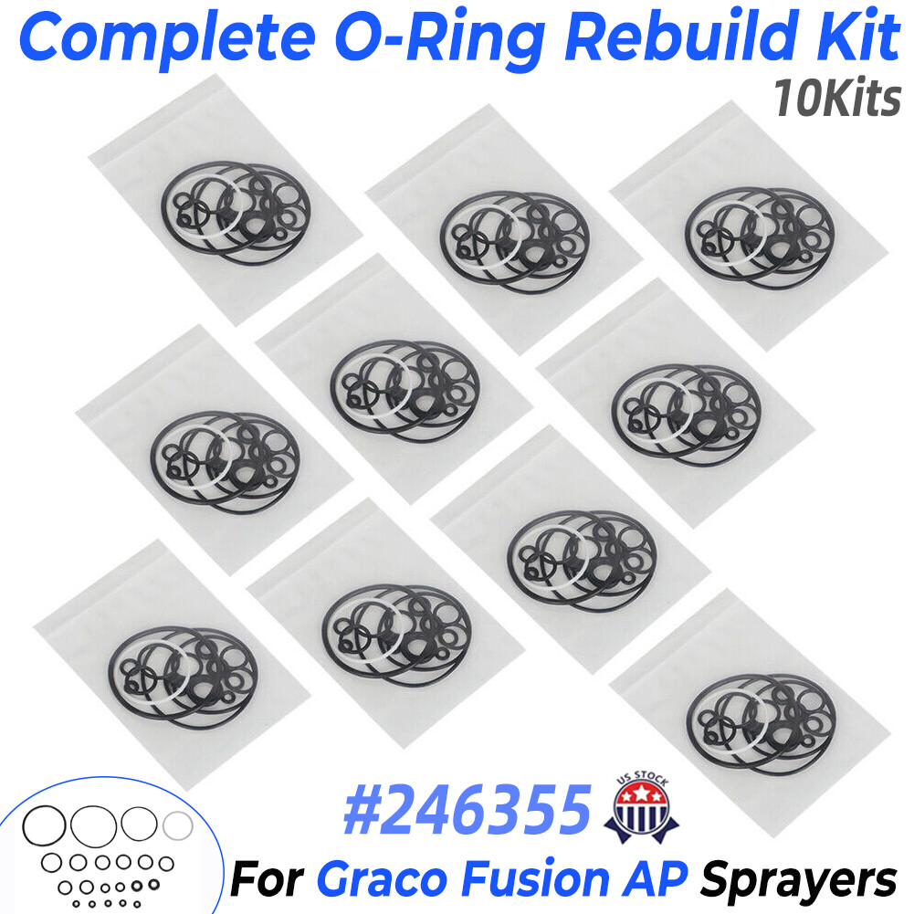 10 Kits O-Ring Rebuild Complete Kit 246355 For Graco Fusion Air Purge AP Orings
