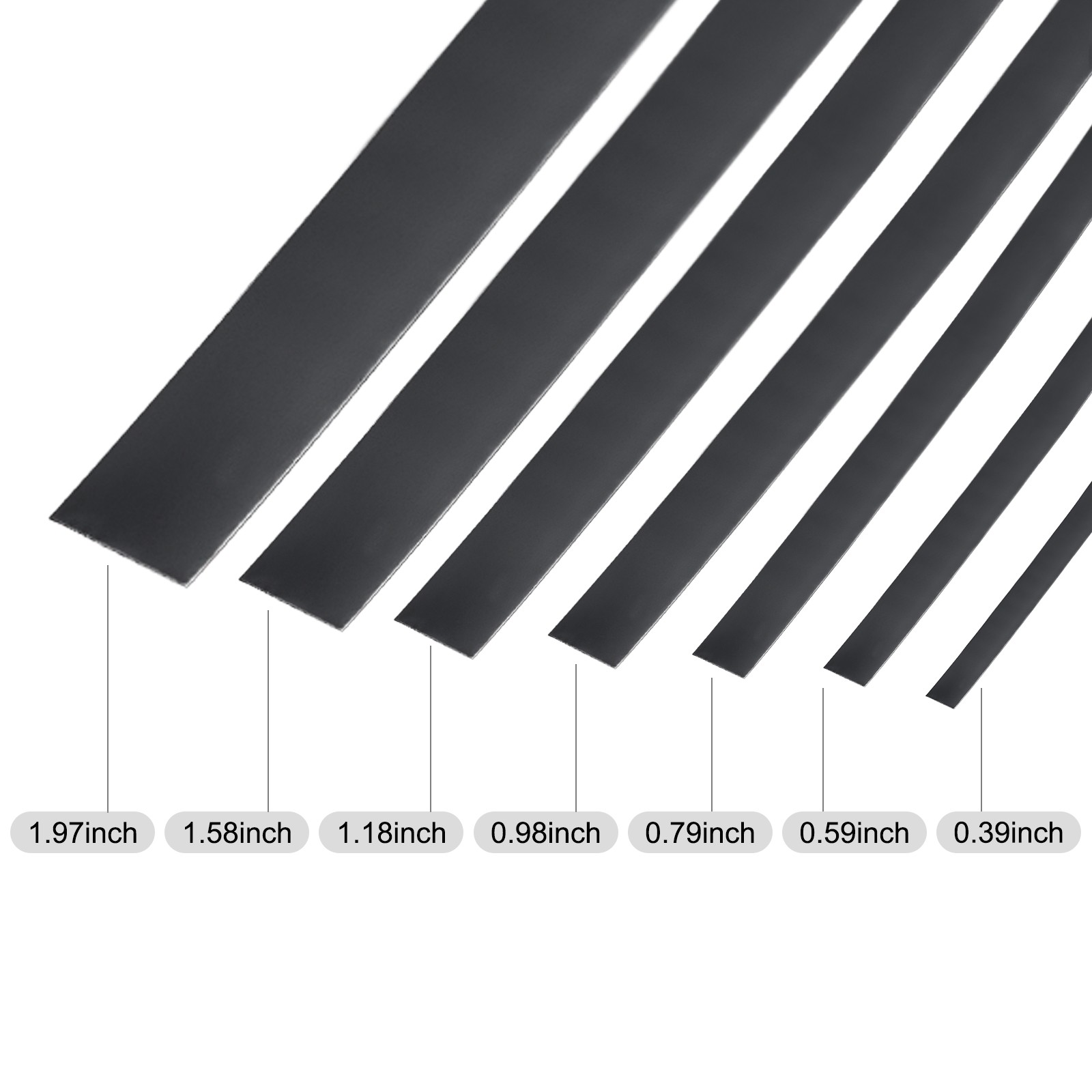 9.8ft x 1.58″ Wall Trim Self Adhesive Stainless Steel Mirror Finish Trim Black