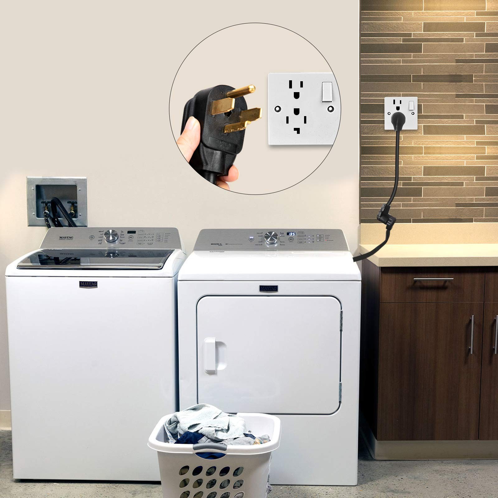 WELLUCK 1.5FT 3 Prong to 4 Dryer Adapter, 3 4 Plug…