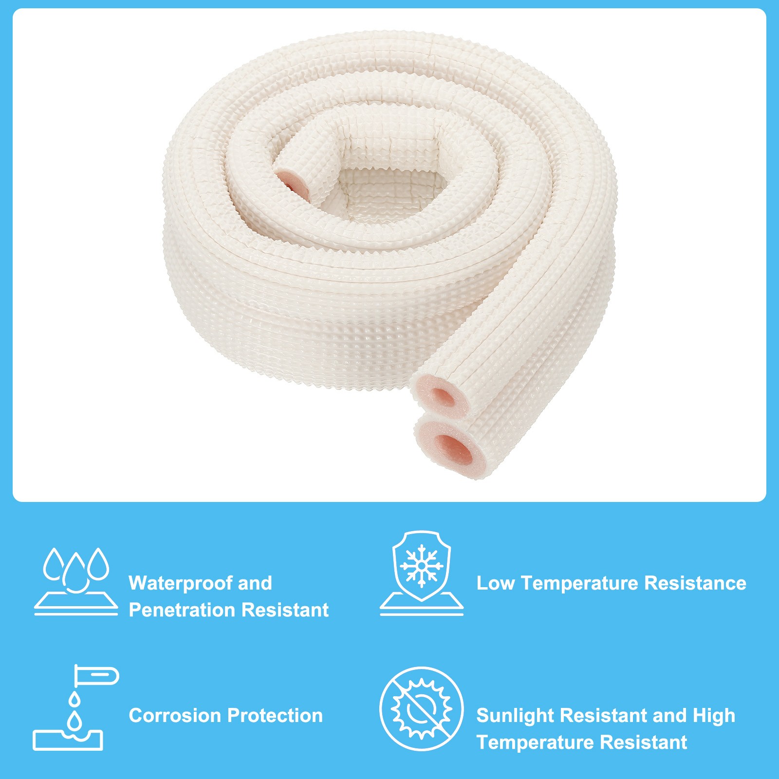 1/4″ 1/2″ Pipe Insulation Foam Tube Heat Preservation Tubing for AC, 1m(3.28Ft)