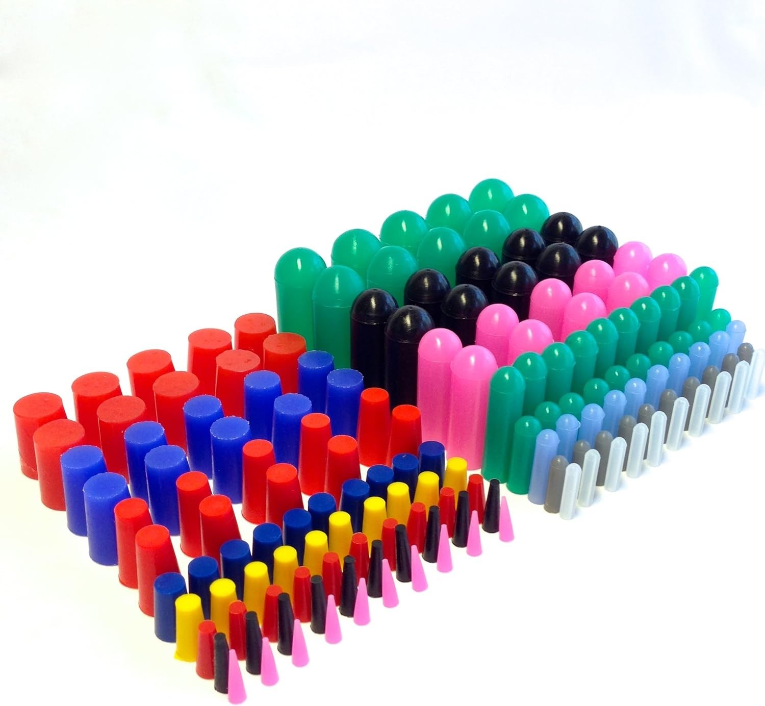 160 Piece Silicone Rubber Plug and Cap Set – 1/16″ to 3/4″ Range – for Powder…