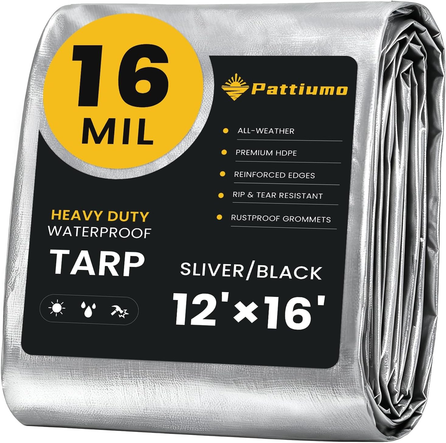 Tarp Waterproof 10 X 10 FT 16 Mil Heavy Duty Multipurpose Tarps Protective Cover