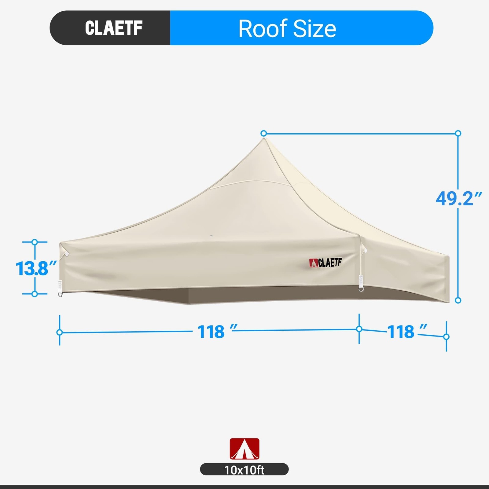 10×10 Canopy Replacement Top for Pop Up Canopy Tent – 4 Drainage Holes，10