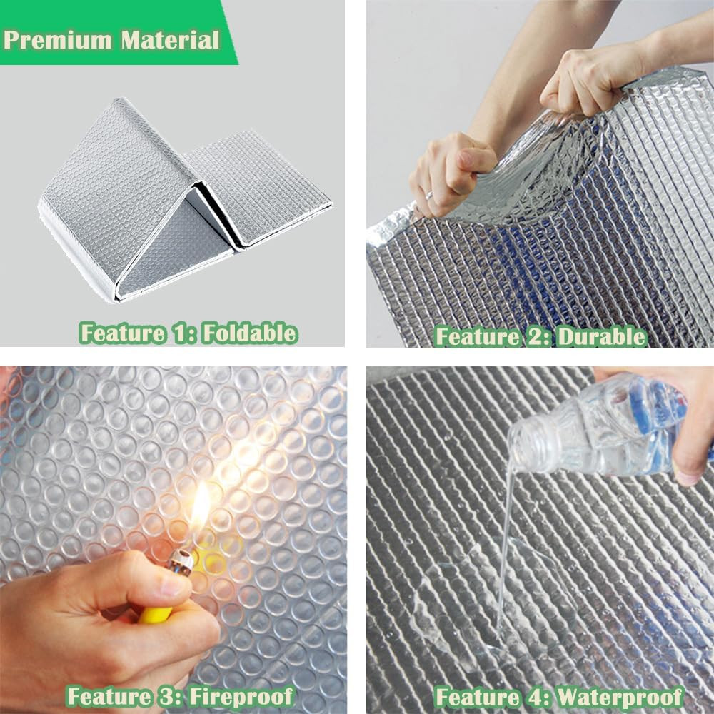 Double Reflective Insulation Foam, 48″ X 10 Ft Reflective Window Radiant Barrier