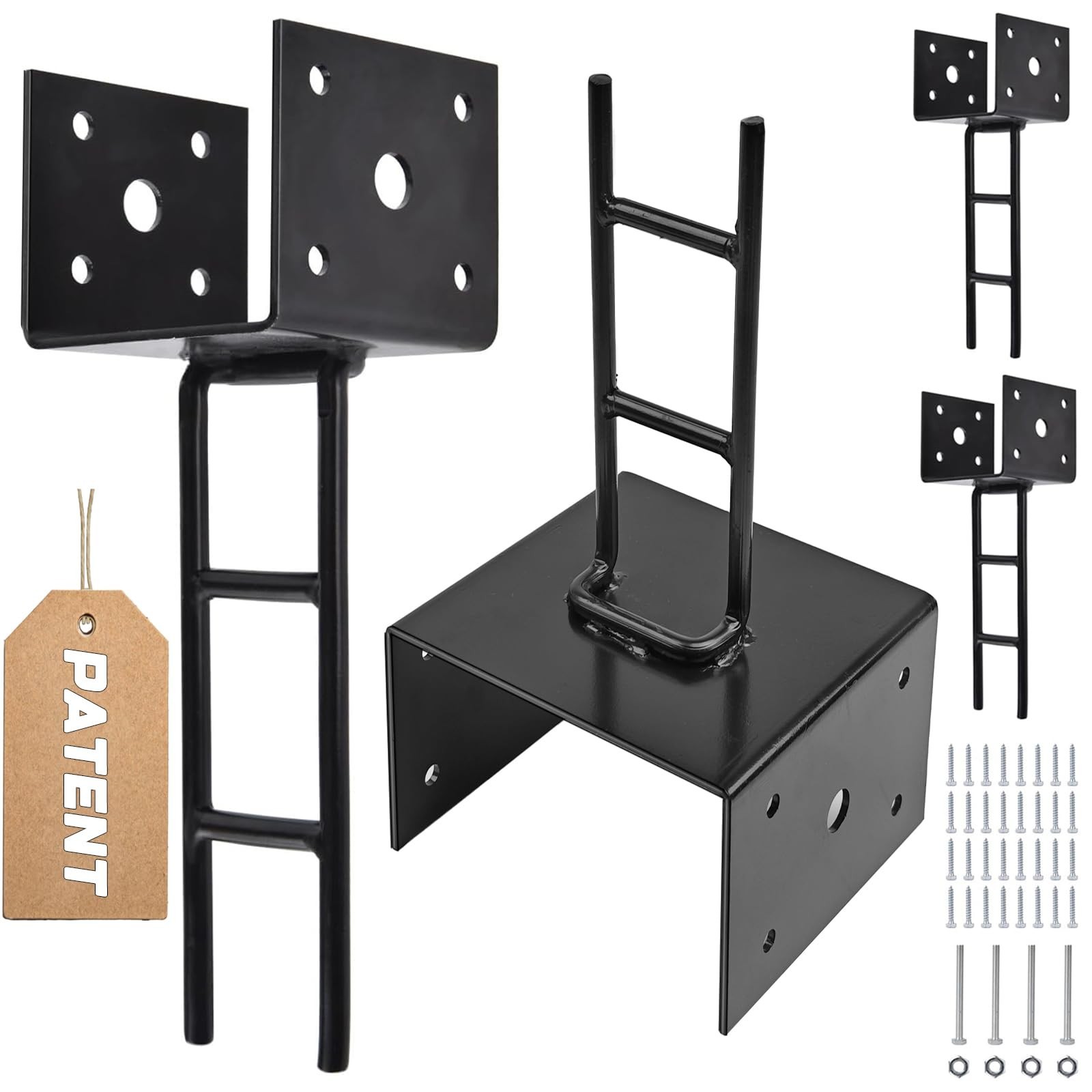 4 Pack U Shape Post Anchor, 6″x 6″ Post Base for Concrete, Design Patented Pr…