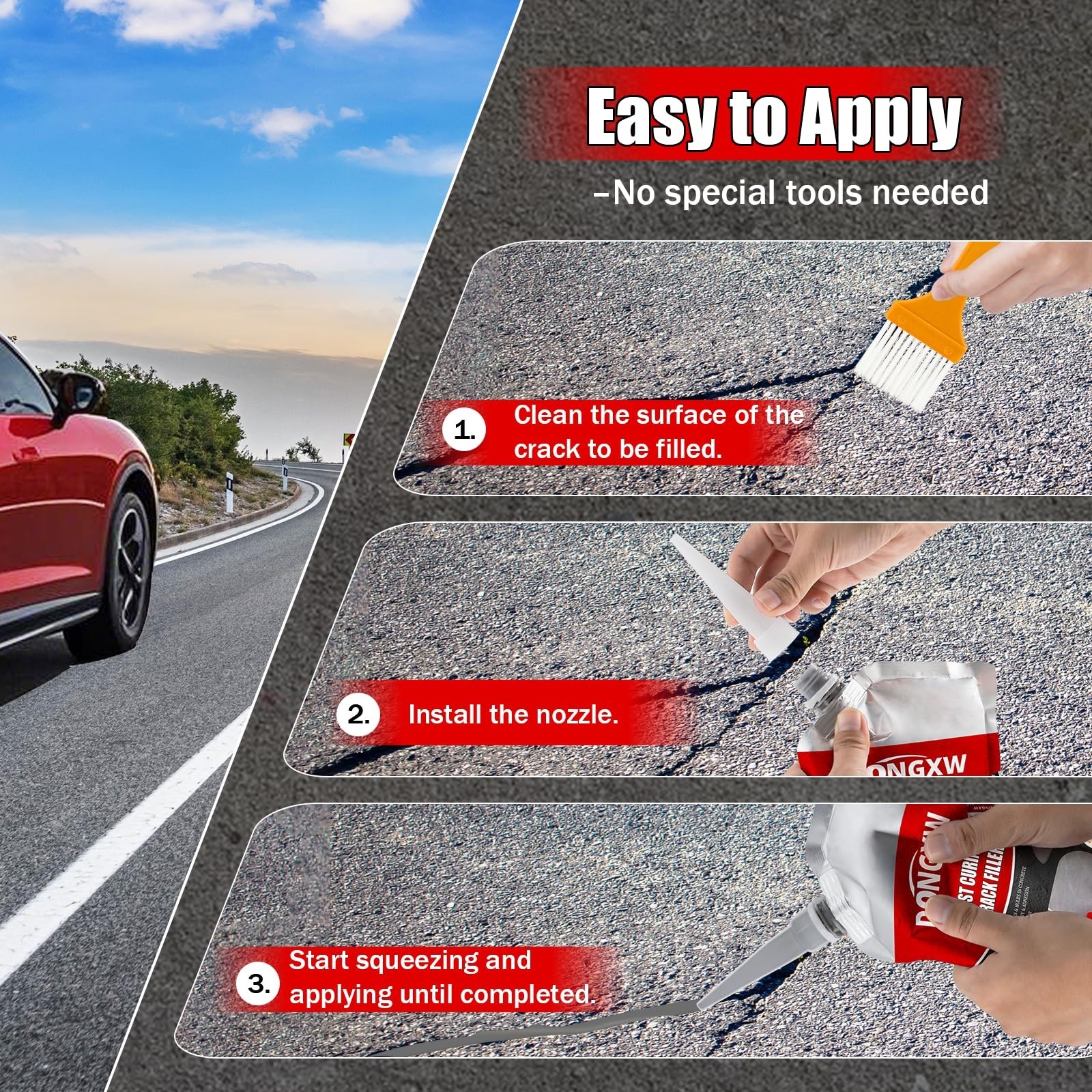 Concrete Crack Filler and Sealant Self-Leveling, 6Pcs High Elasticity Cement …