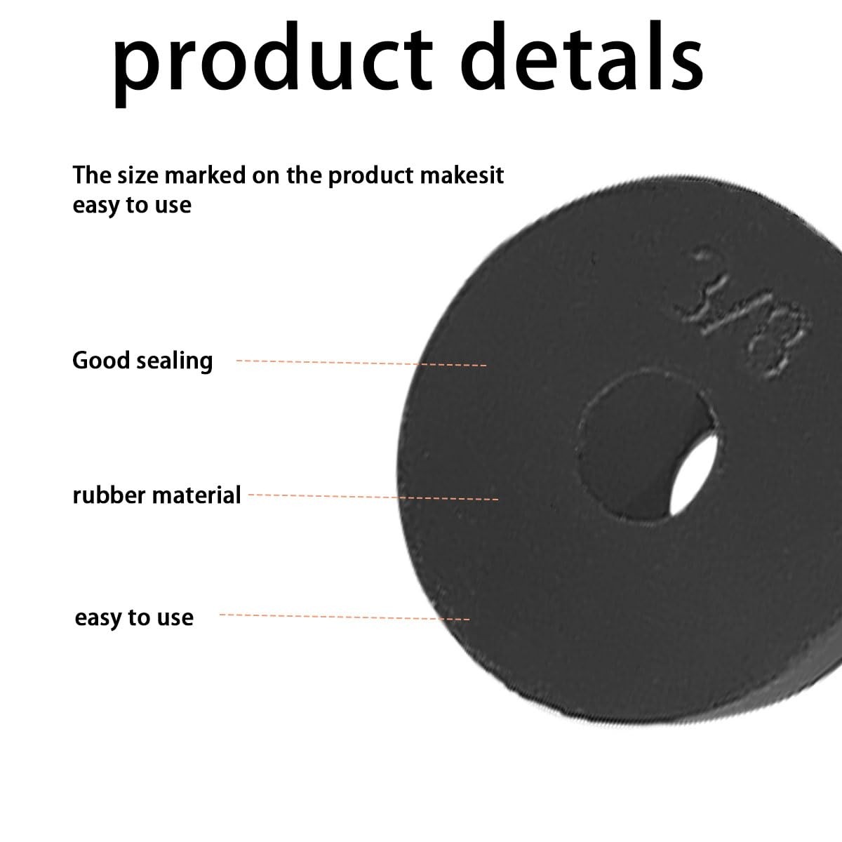 58 PCS Faucet Washers Assortment Kit, Flat & Beveled 0.59 inches, Black
