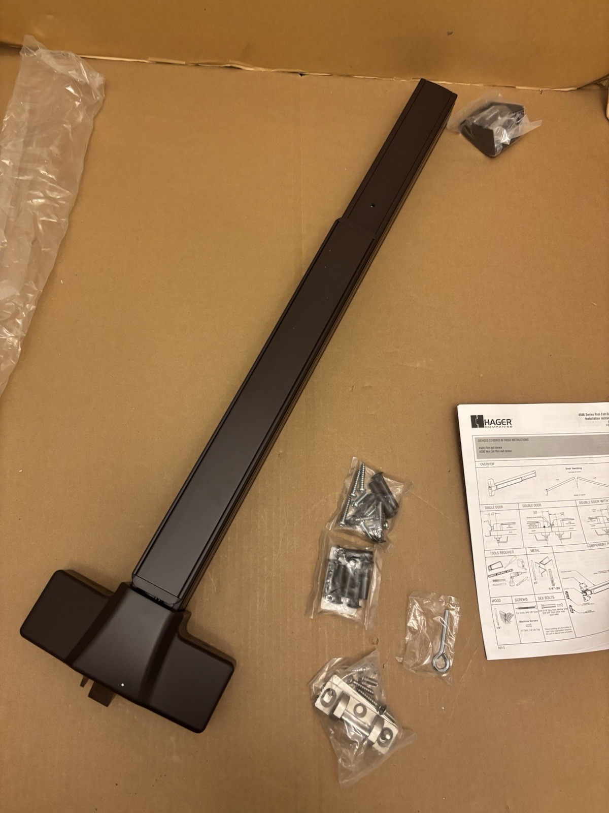 Hager 36” 4501 RIM US10B DR1K Rev 2 Crash Bar Panic Exit Bar Oil Rubbed Bronze