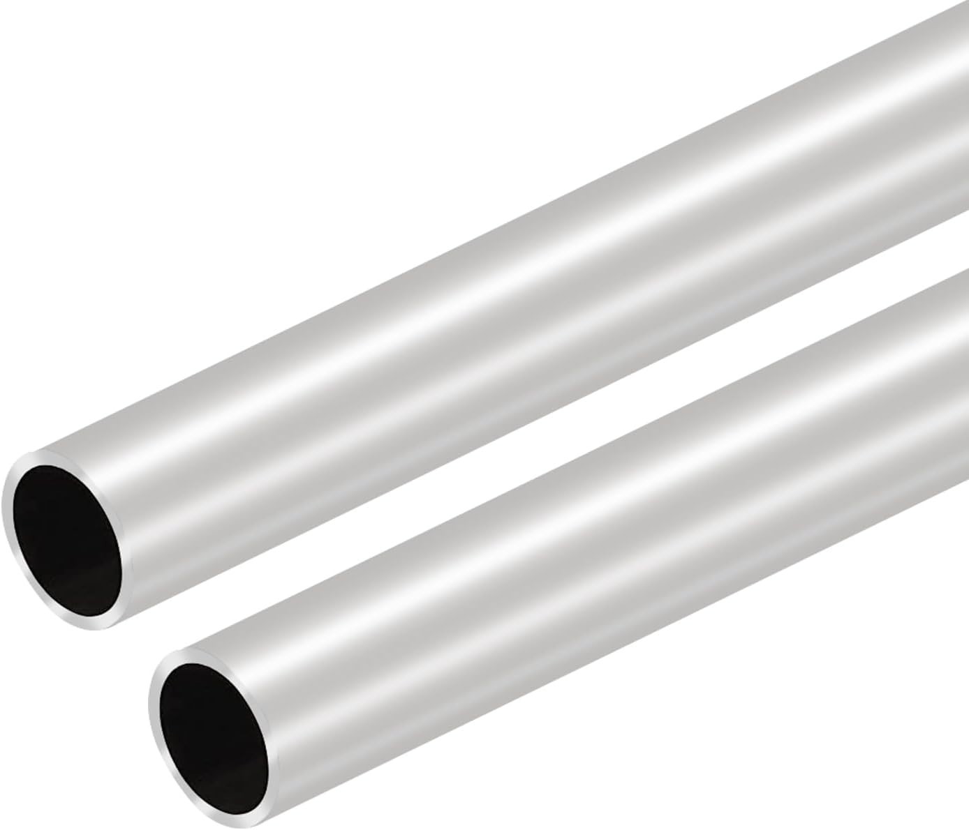 2Pcs 406mm 16″ Length 25mm 0.984″ Aluminum Tube Rod Round Silver