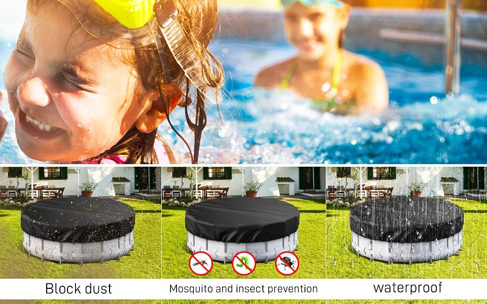 Solar Pool Cover with Rope & Ground Nails Tear Resistant Durable 21Ft Diameter