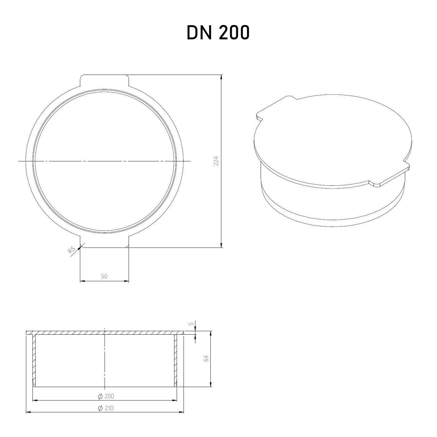 Socket Plug 200mm Underground Drainage Pipe Sewerage Pipe Cap Blank Stop End