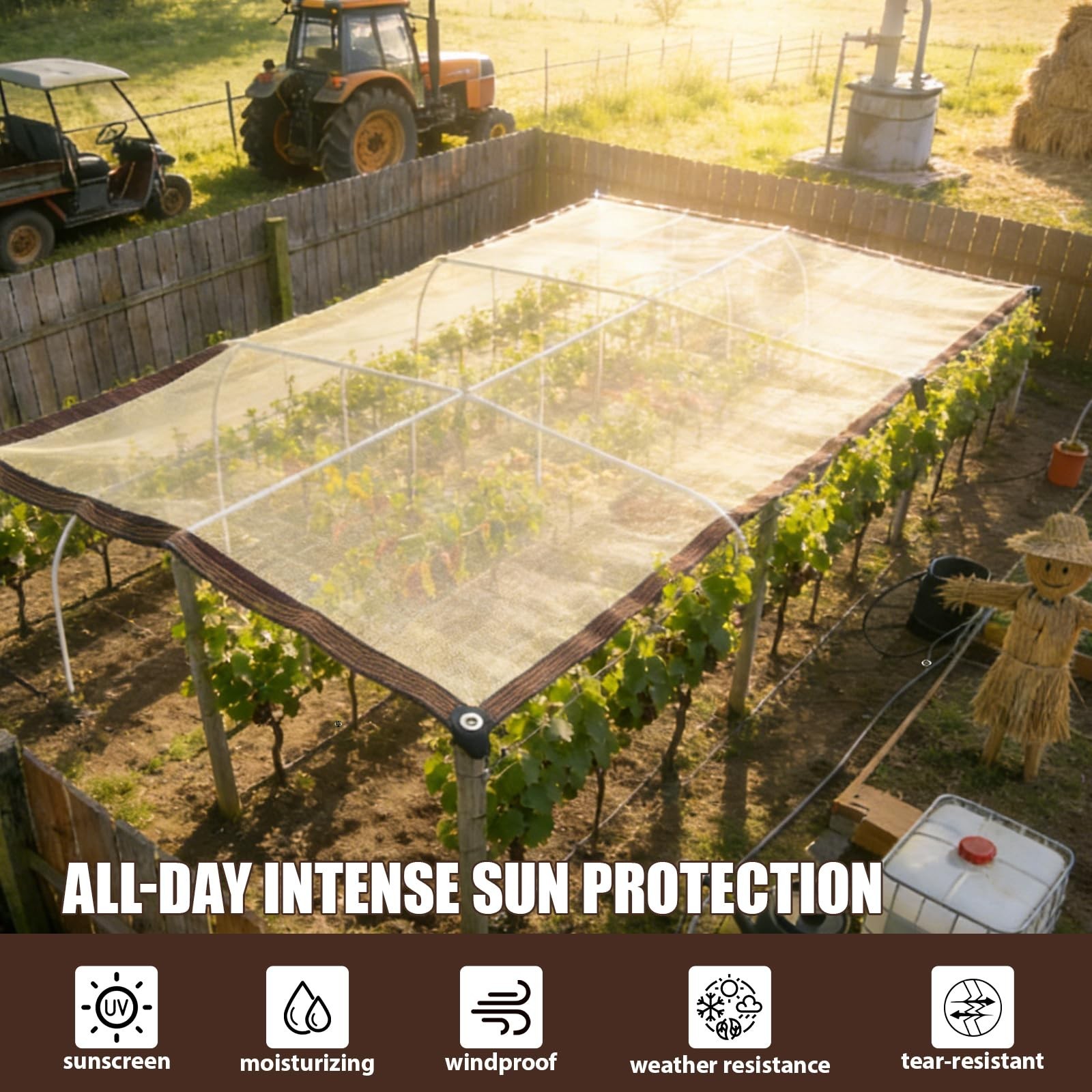 90% Sun Shade Cloth for Garden, 10 * 20FT Heavy Duty Shade Tarp with Grommets…