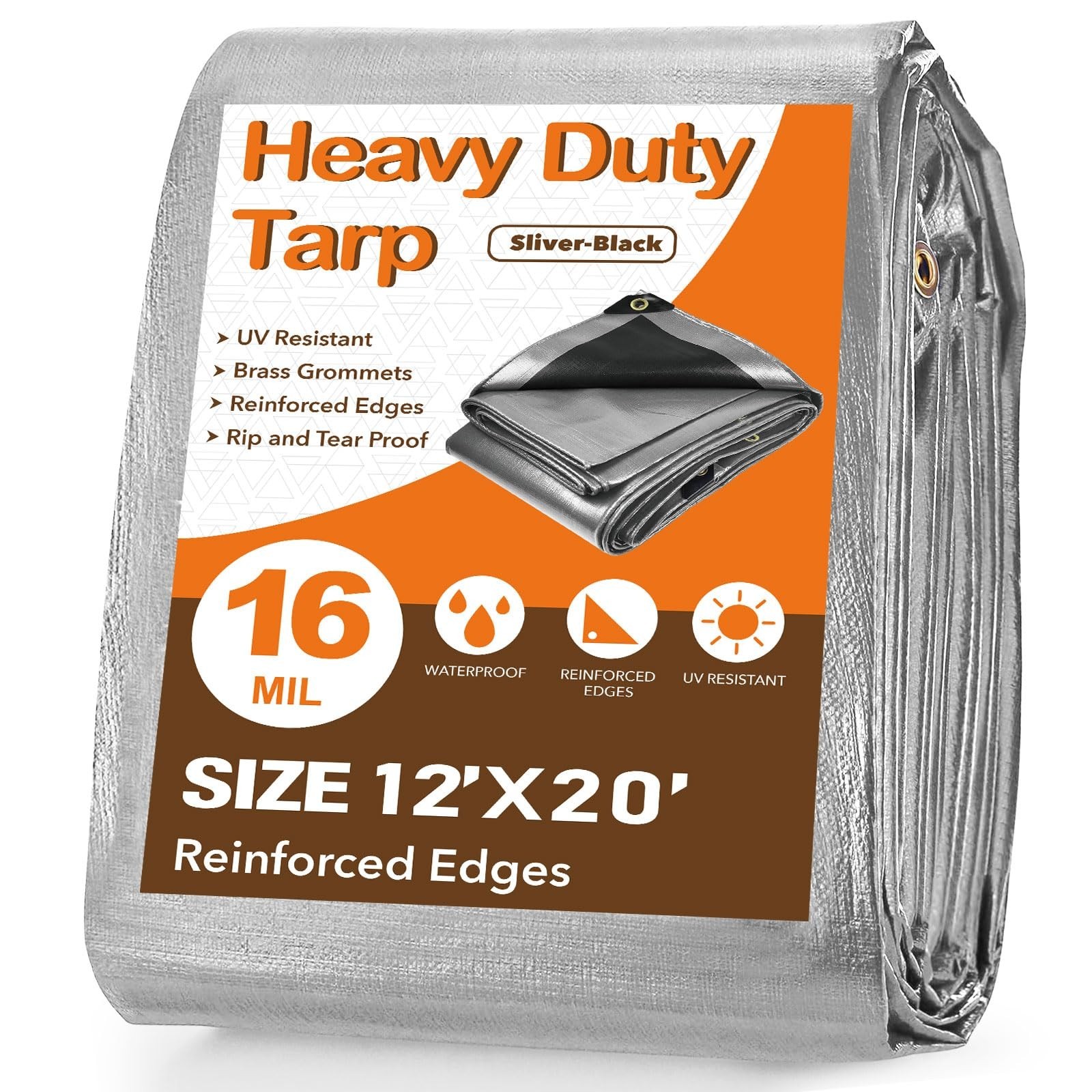 Tarp Waterproof 12 X 20 FT 16 Mil Heavy Duty Tarp Multipurpose Tarps Heavy Du…