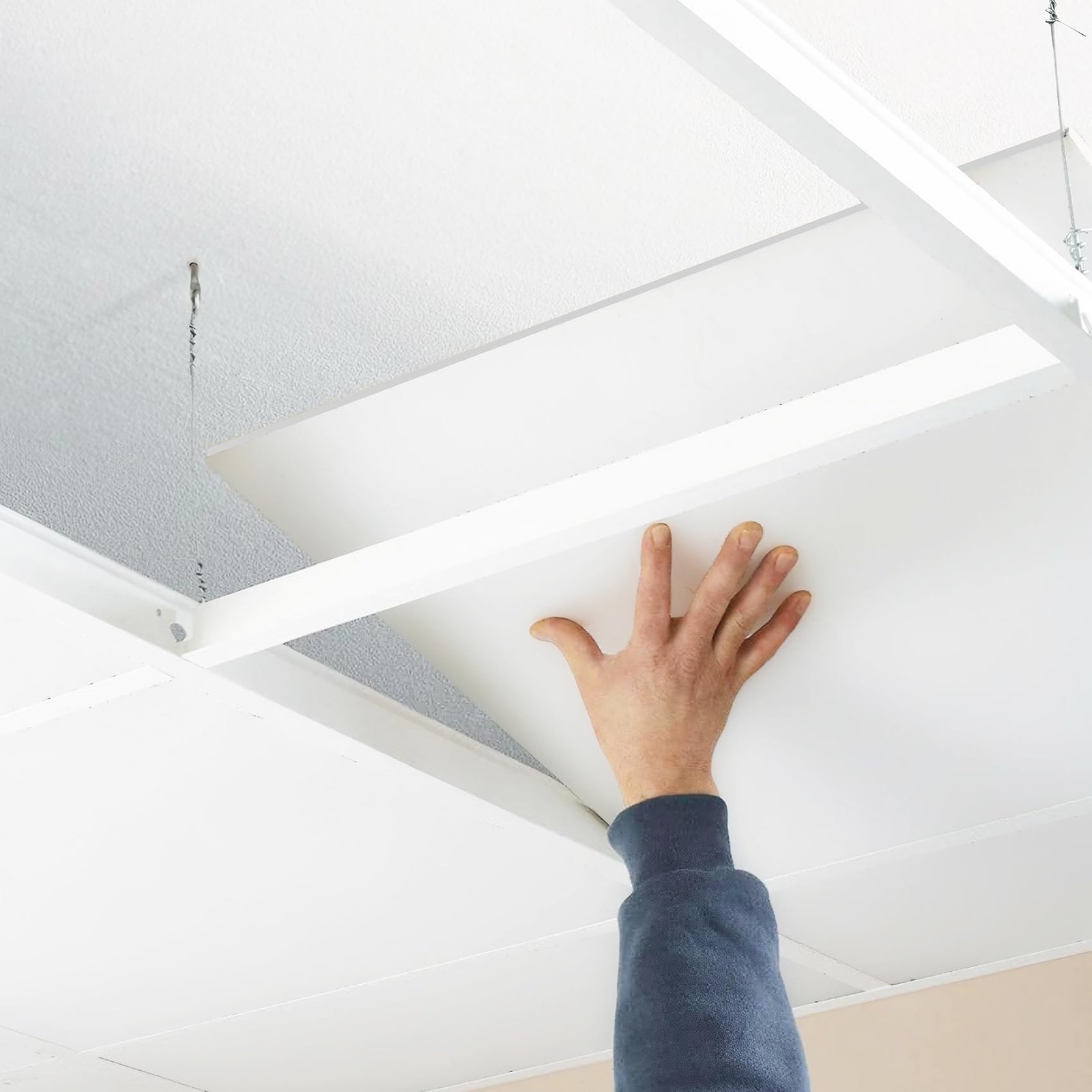 STICKGOO Smooth Drop Ceiling Tiles 2ft x 2ft, PVC 12 Pack of x White