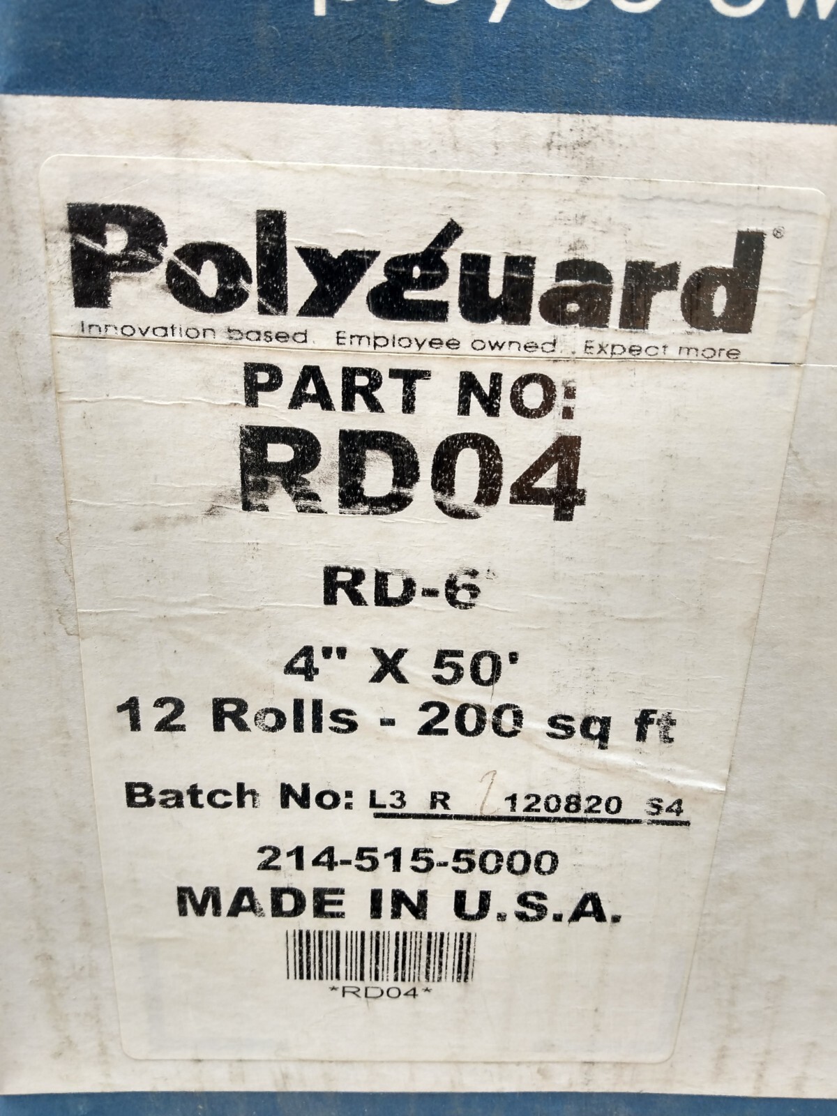 POLYGUARD RD04 RD-6 4″ X 50′ PIPELINE COATED TAPE 12 ROLLS PER BOX (200 SQ-FT)