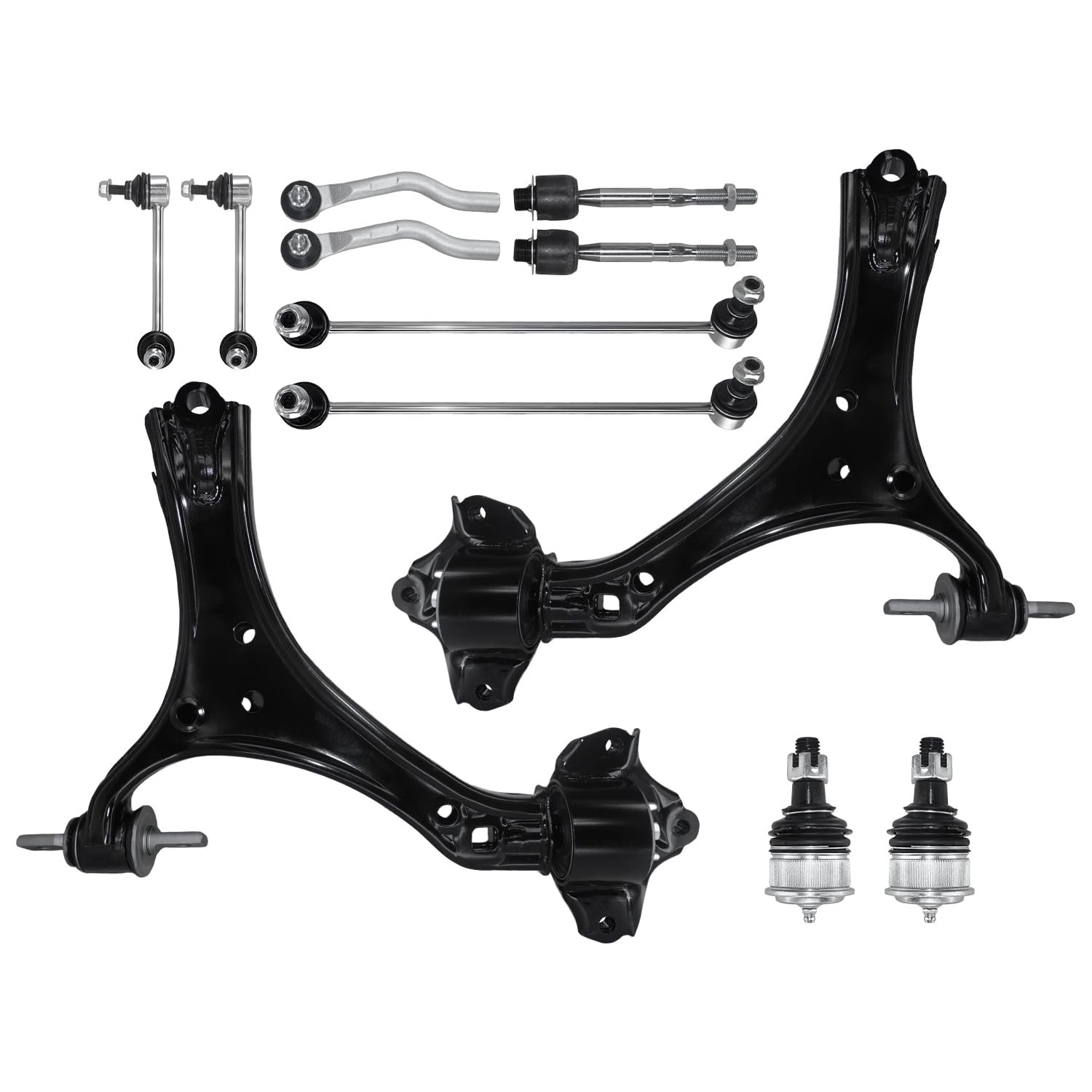 12Pcs Front Lower Control Arm Sway Bar Tie Rod Kit For 2013-2017 Honda Accord