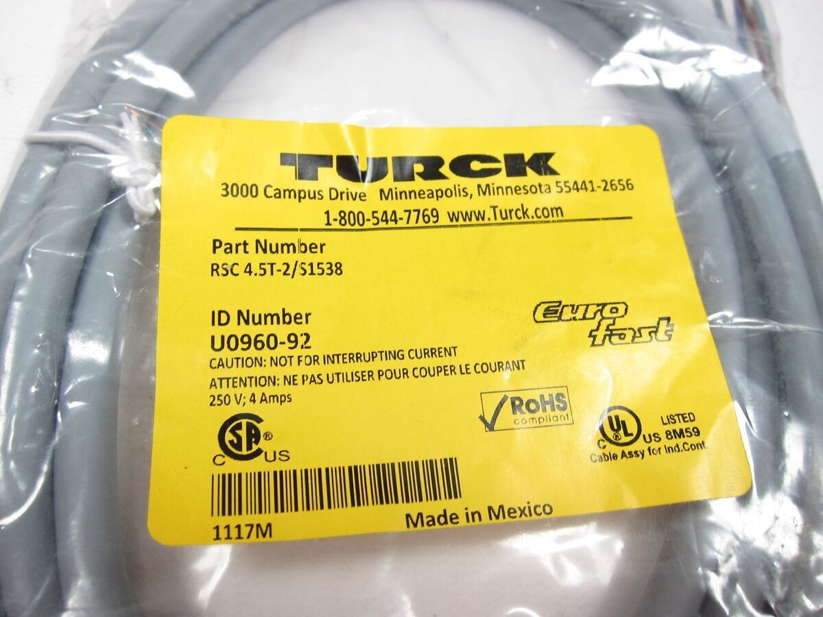 TURCK 4.5T-2-RSC 4.5T/S1538 Extension Cordset – New In Box