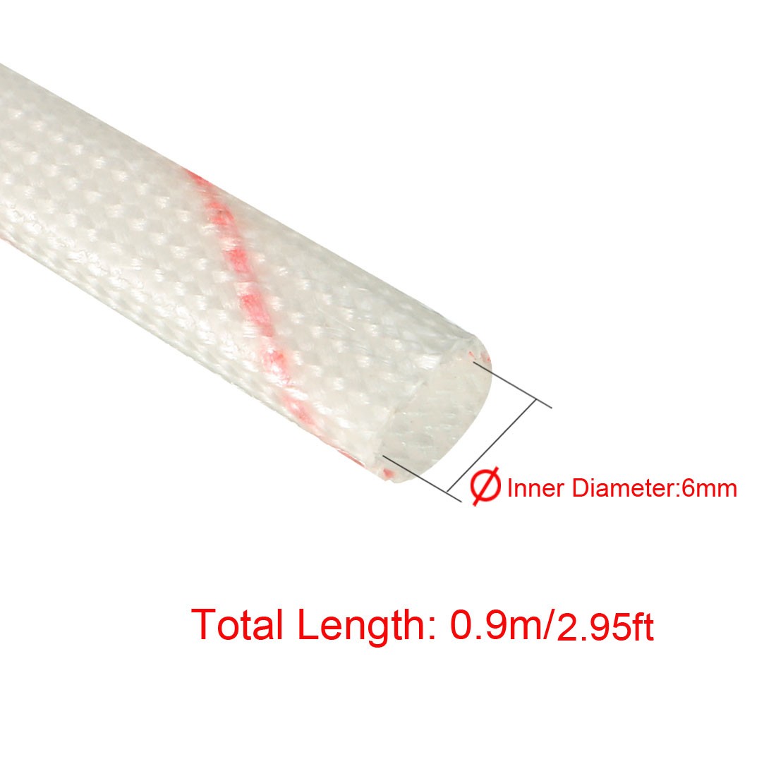 Fiberglass Sleeve 6mm I.D. PVC Insulation Tube 1500V 125C Wrap 90cm 2.95ft 5Pcs