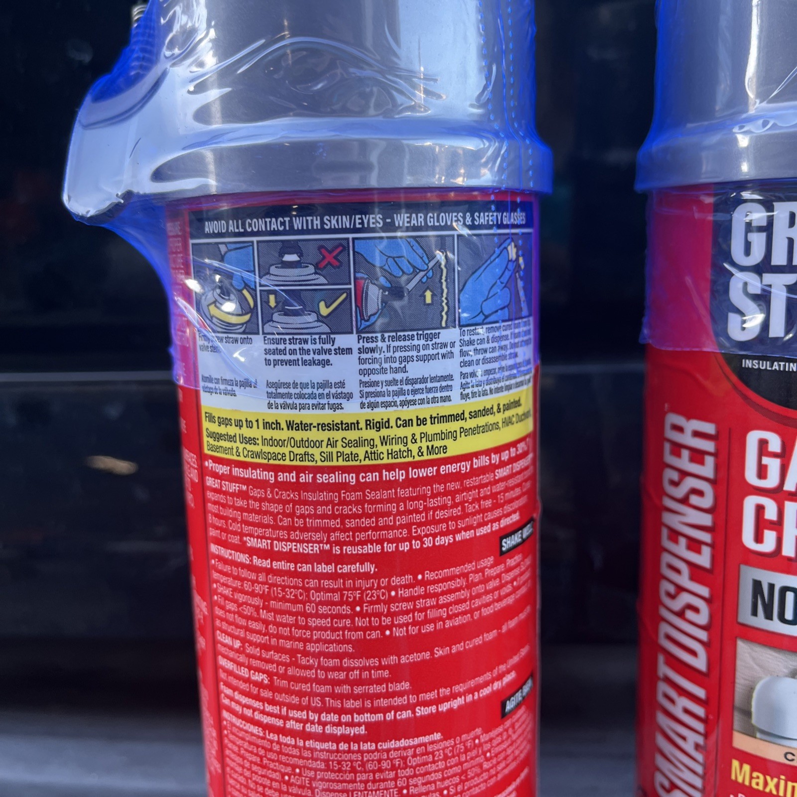 Lot of 2 Great Stuff Gaps and Cracks Spray Foam – 12oz cream color no drip tip