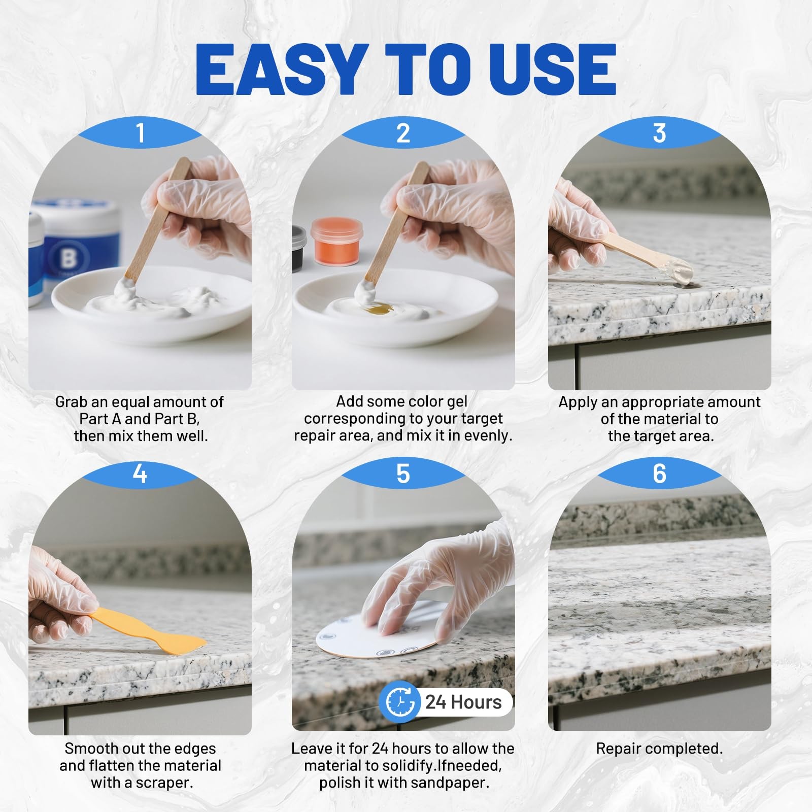 Marble and Granite Repair Kit, Quartz Granite Countertop Repair Kit for Chips…