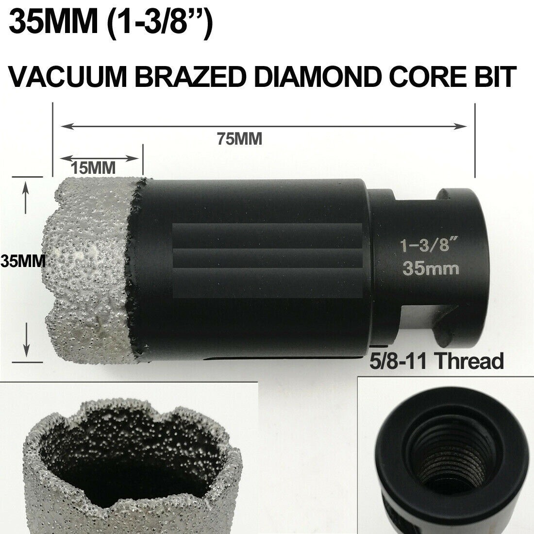 marble ceramic porcelain 3/8″ 1/2″ 3/4″ 1″ 1-1/4″ 1-3/8″ 2″ 3-1/2″ 4″ core bit