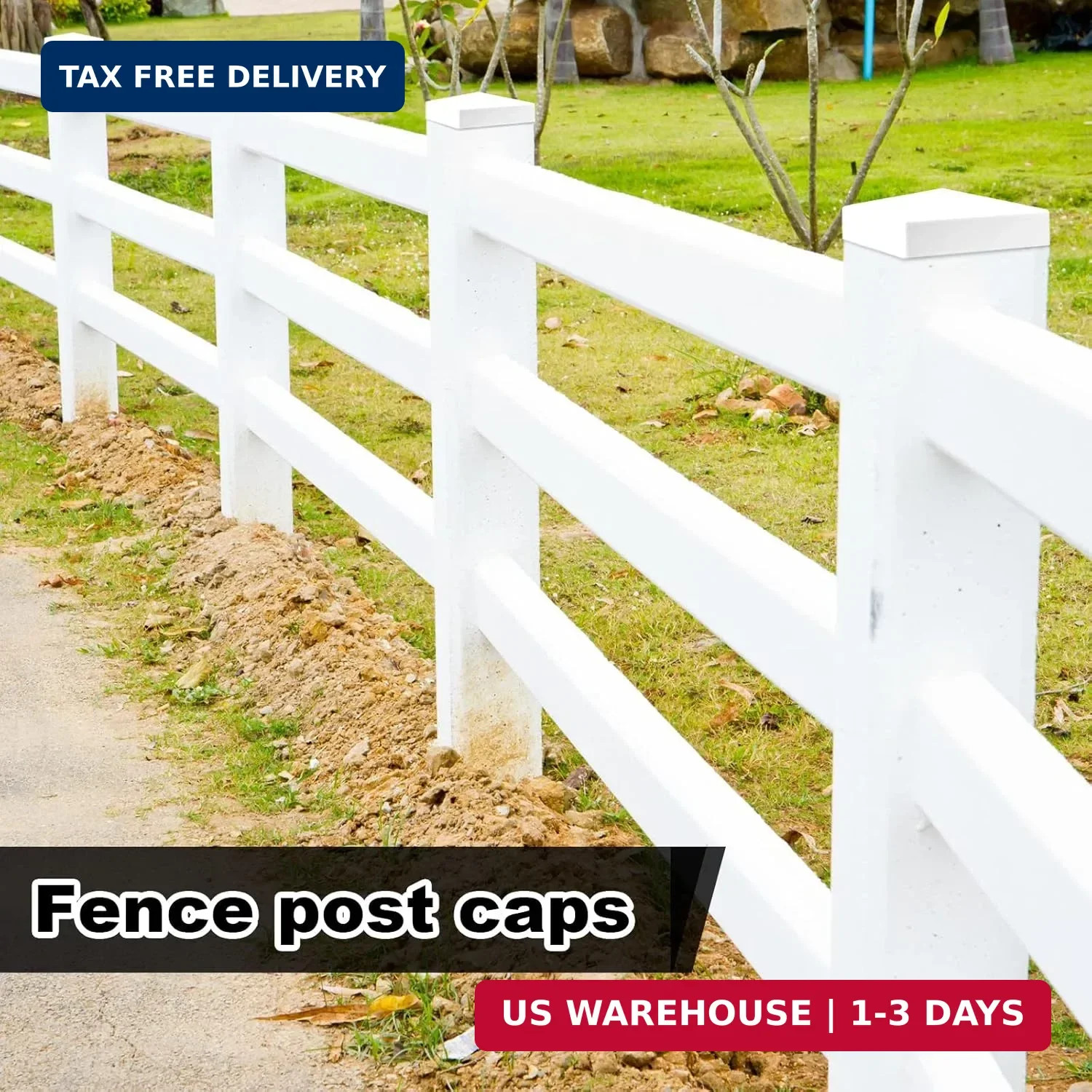 Taiyin 12 Pcs Pyramid White PVC Vinyl Post Top Caps, Fence and Deck Post Caps fo