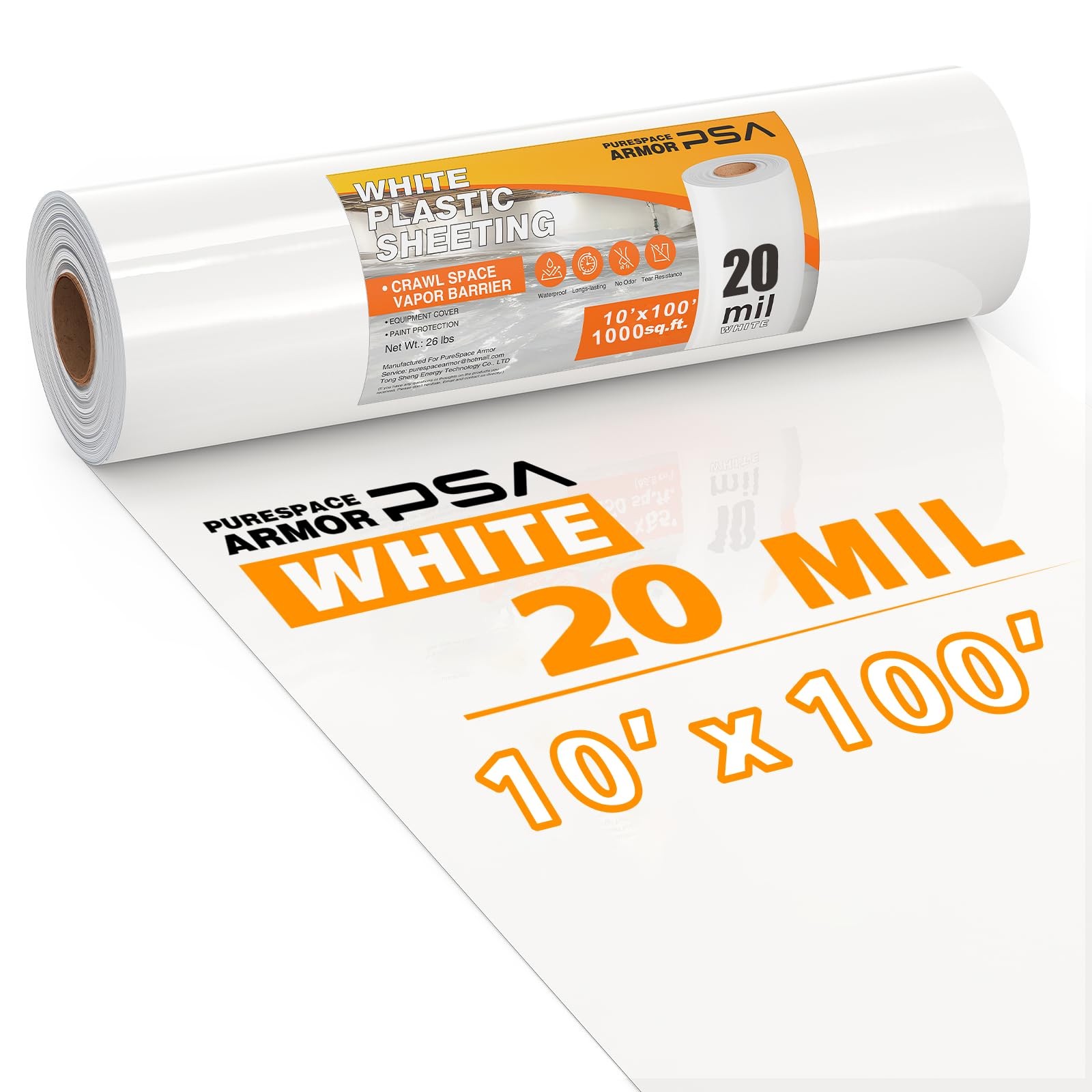 Crawl Space Vapor Barrier 20 Mil 10×100 White Heavy Duty