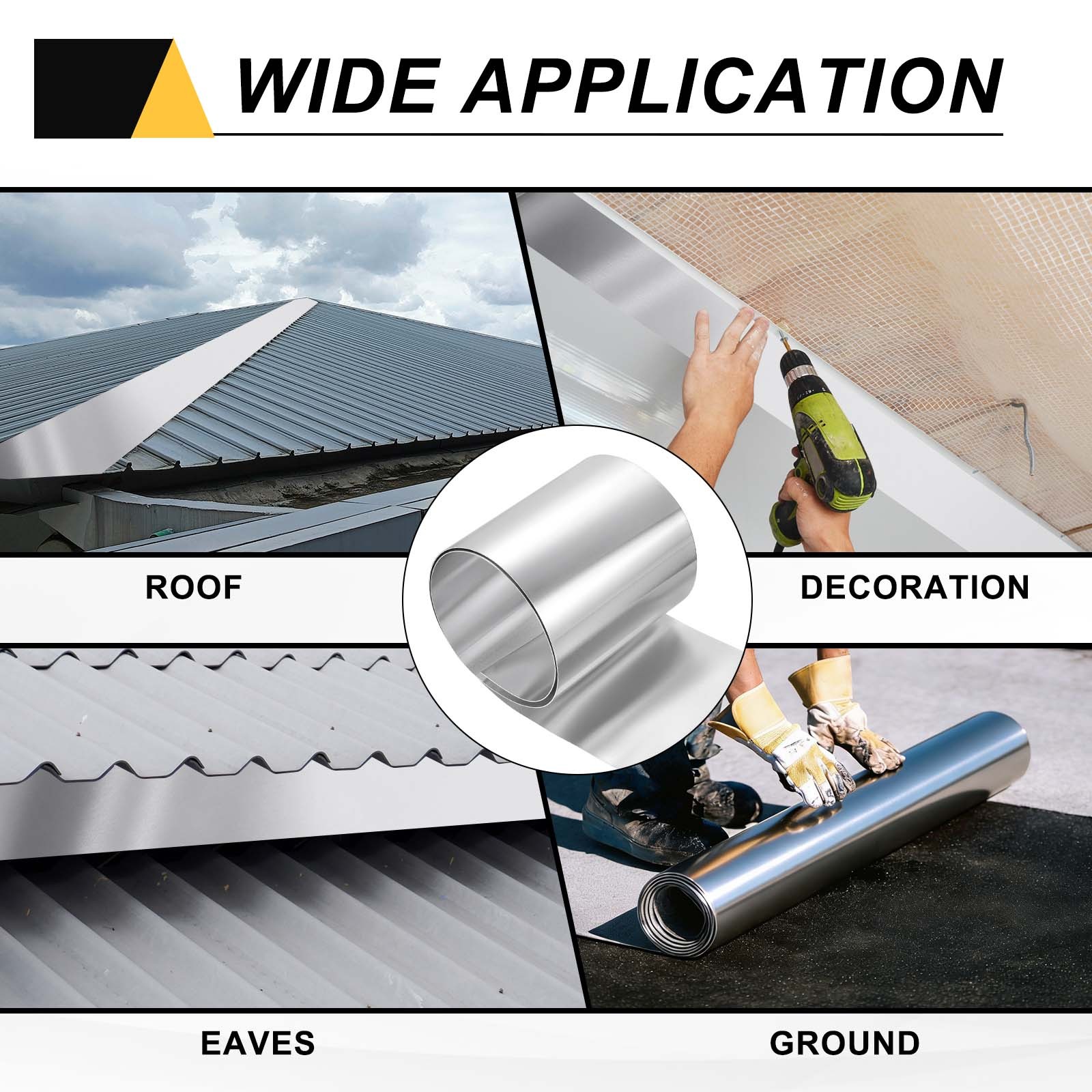 6in x 3.3ft Aluminum Flashing Roll, 0.2mm Metal Roof Panels for House Repair