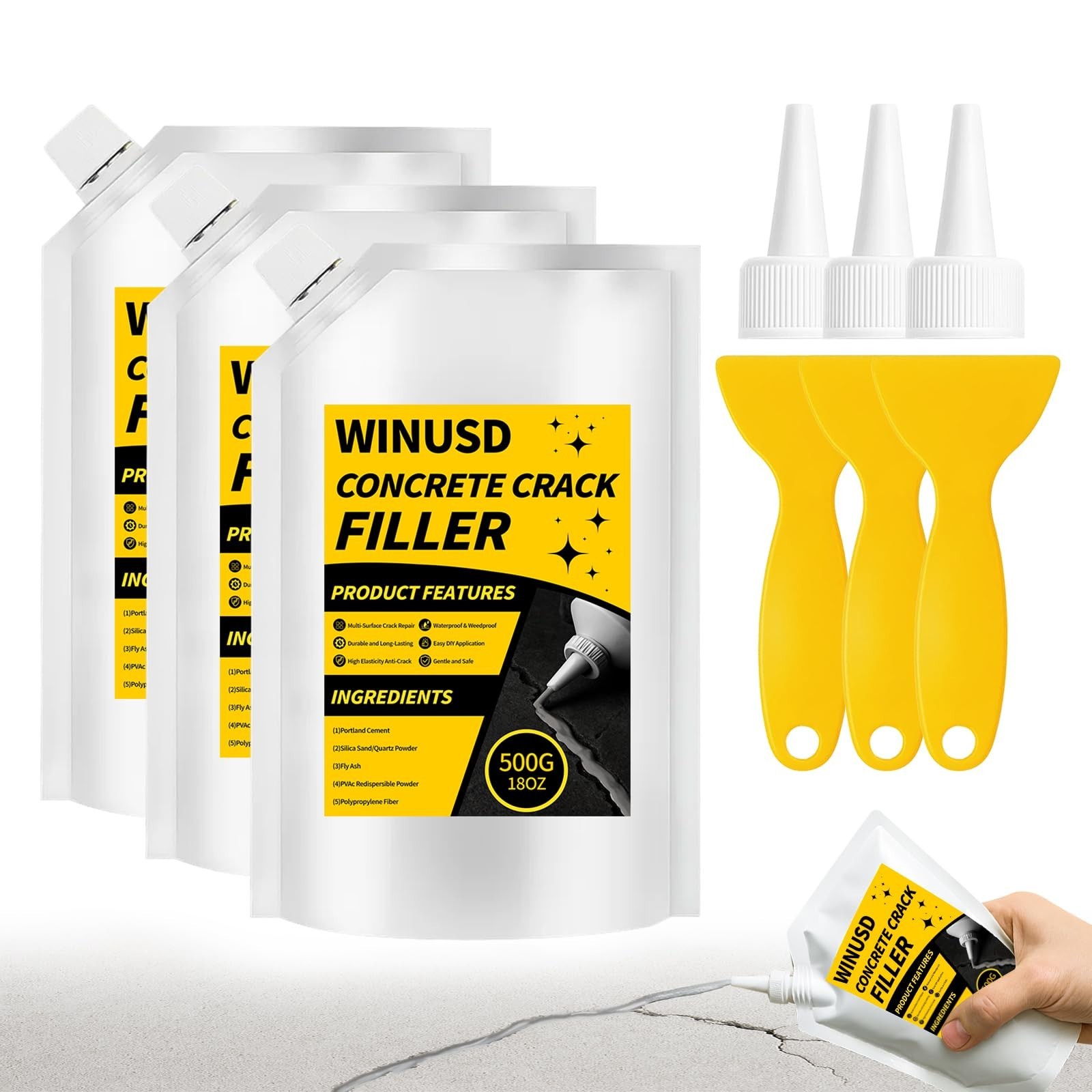 Concrete Crack Filler, 53oz High Elasticity Self Leveling Cement Crack Repair…
