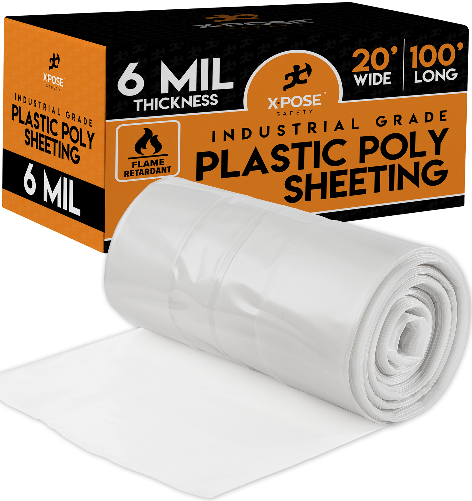 Fire Retardant Poly Sheeting – 20′ x100′ Heavy Duty, 6 Mil Thick