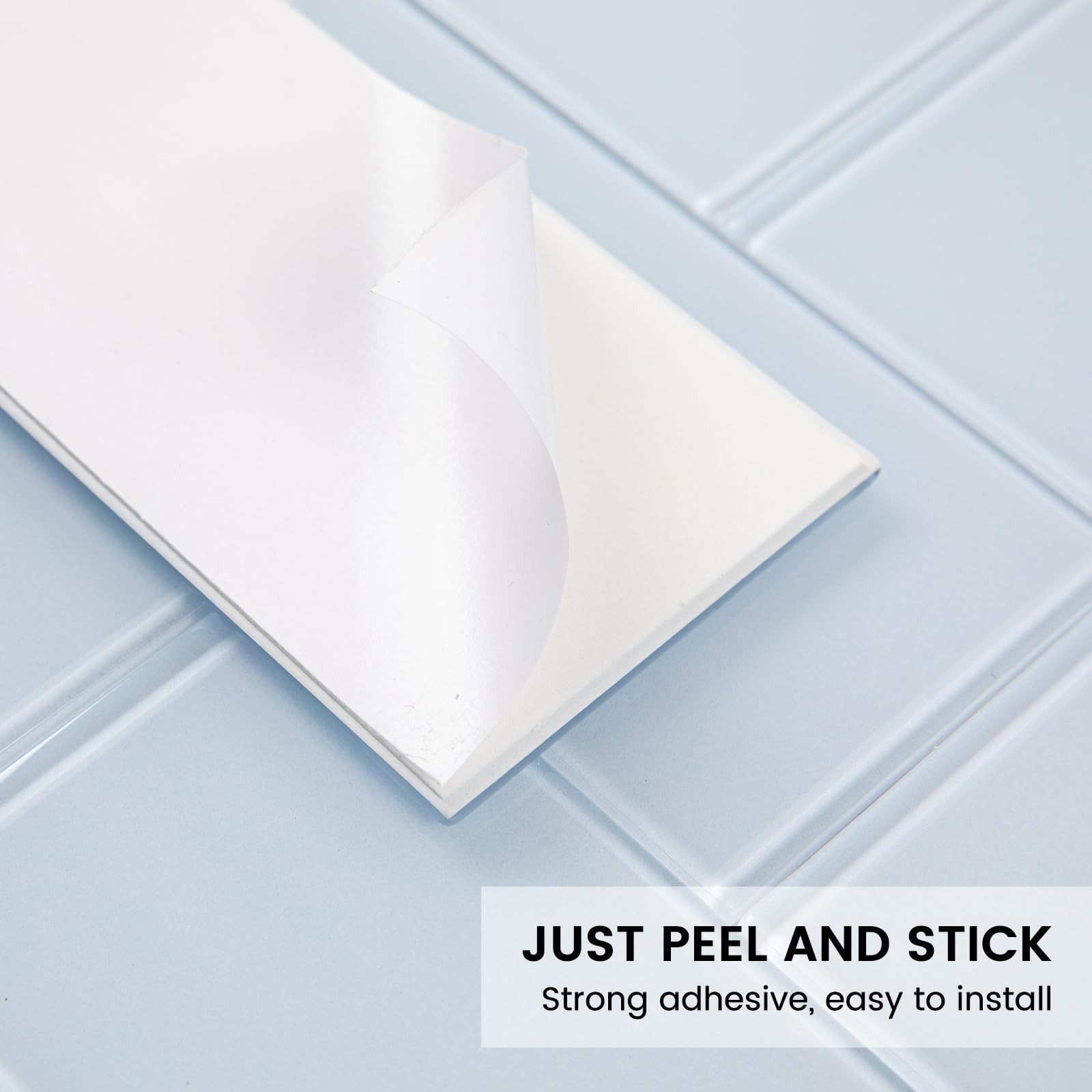 Adedeo Peel & Stick Glass Subway Tiles 3×6 Blue White Kitchen Backsplash 40
