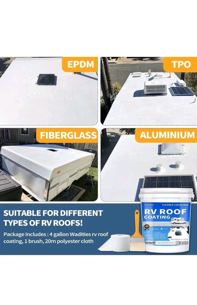 RV Roof Coating White, Waterproof Solar Reflective Sealant, Flexible RV Roof …