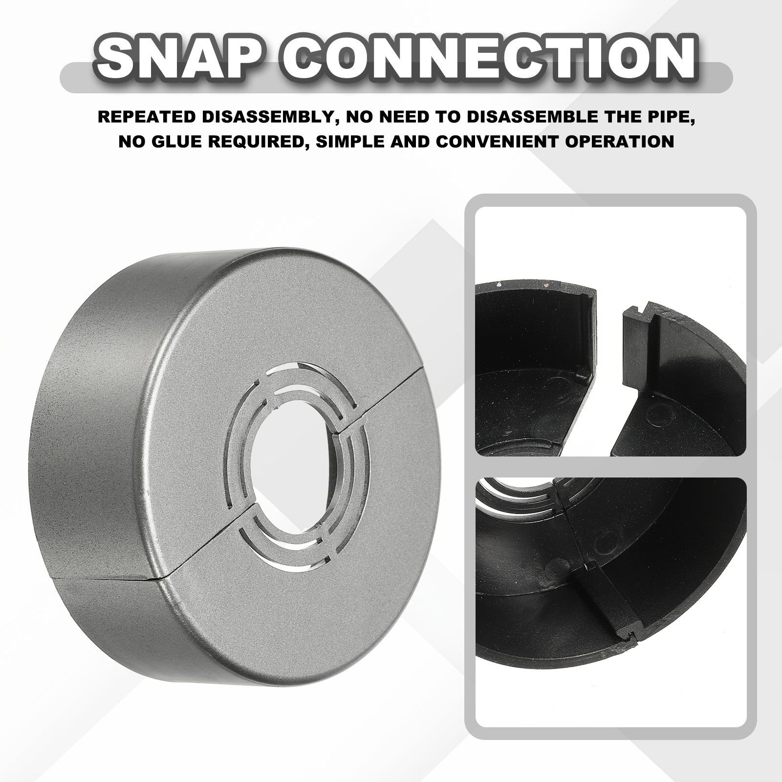 6pcs Wall Split Flange 0.98″ Plastic Round Split Flange Pipe Cover, Gray