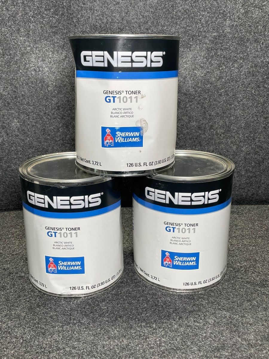 SHERWIN WILLIAMS GT1011 Genesis Toner Arctic White Paint 3.9QT Cans, Lot of 3*