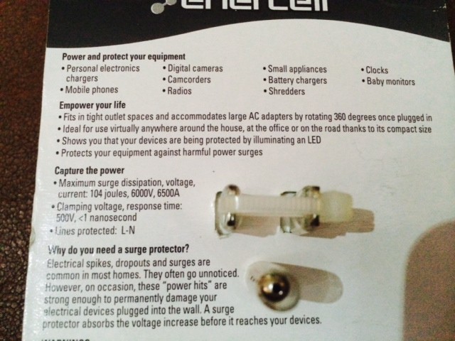 Enercell Rotating 360 Mini Travel Surge Protector Suppressor Single Outlet LED